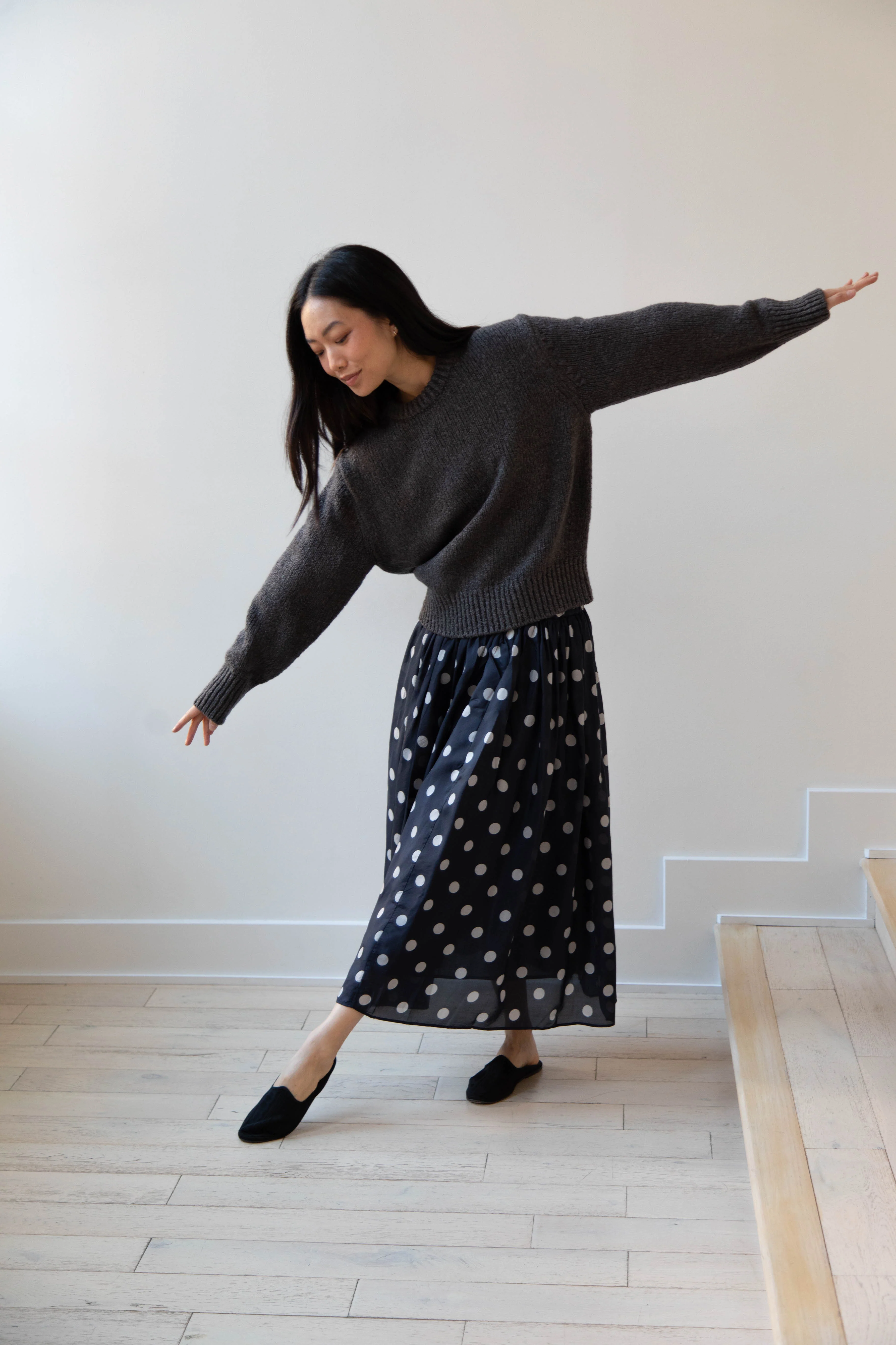 Aton | Crewneck Sweater in Charcoal Wool Silk - Image 10