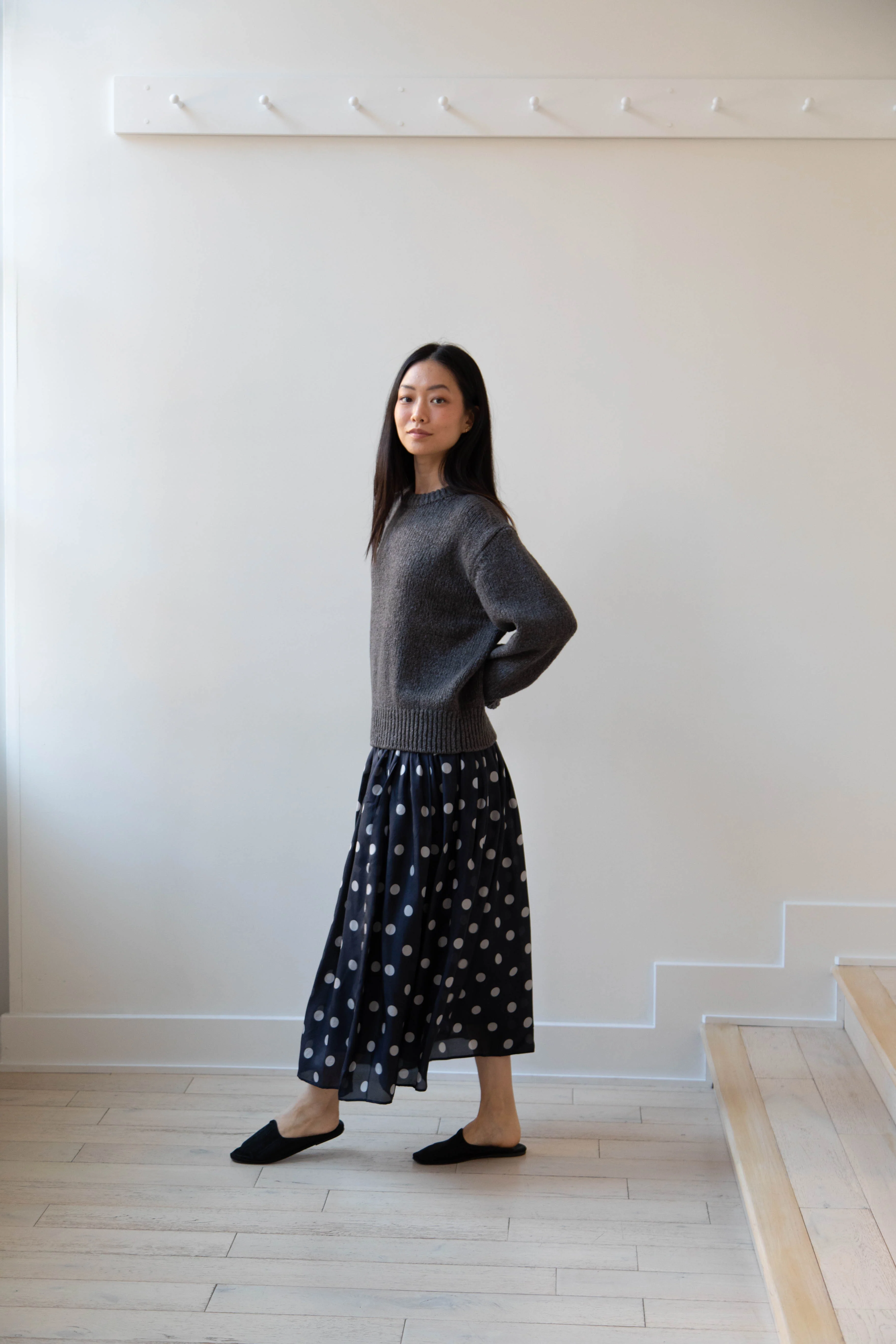 Aton | Crewneck Sweater in Charcoal Wool Silk - Image 21