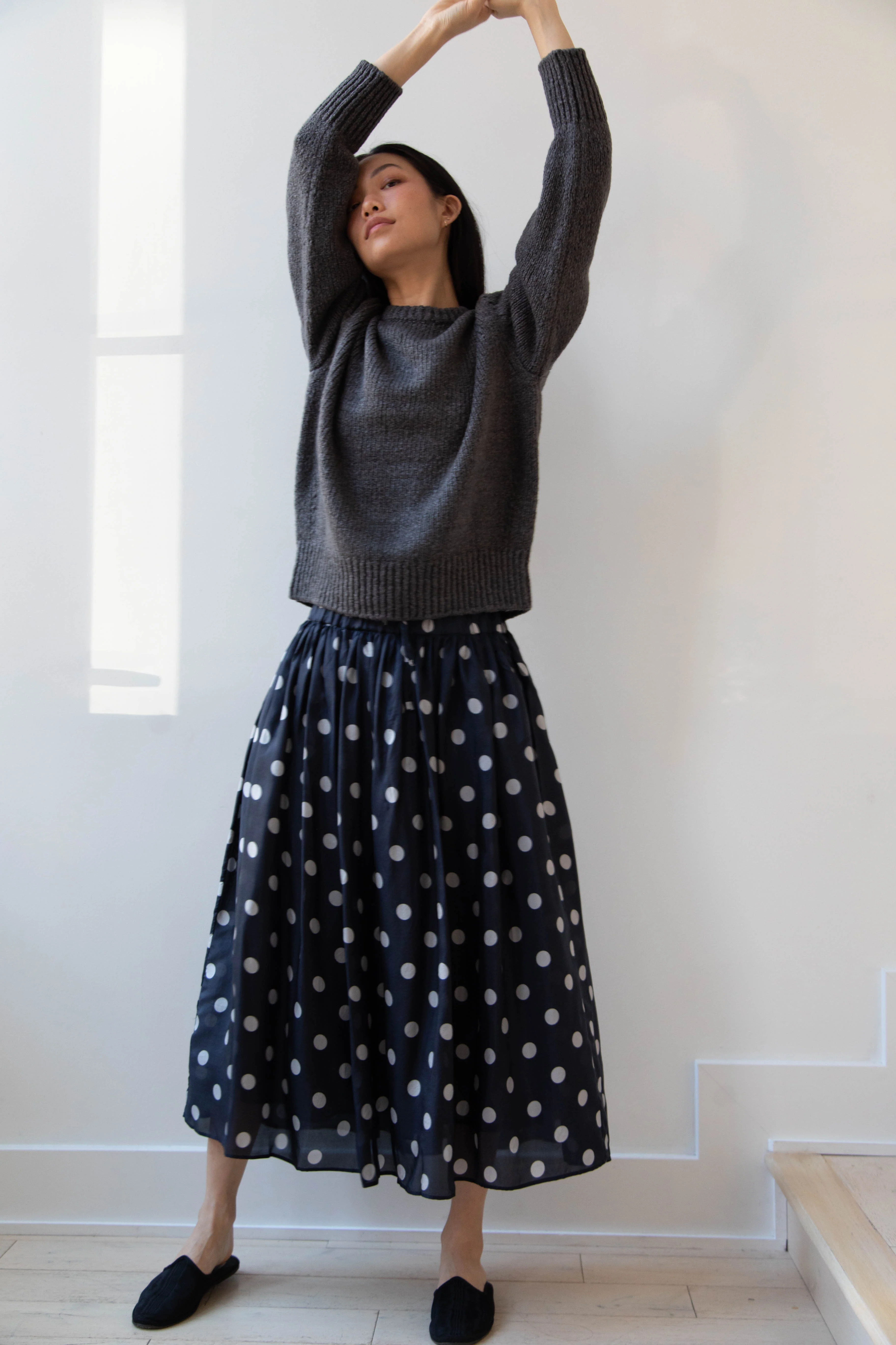 Aton | Crewneck Sweater in Charcoal Wool Silk - Image 48