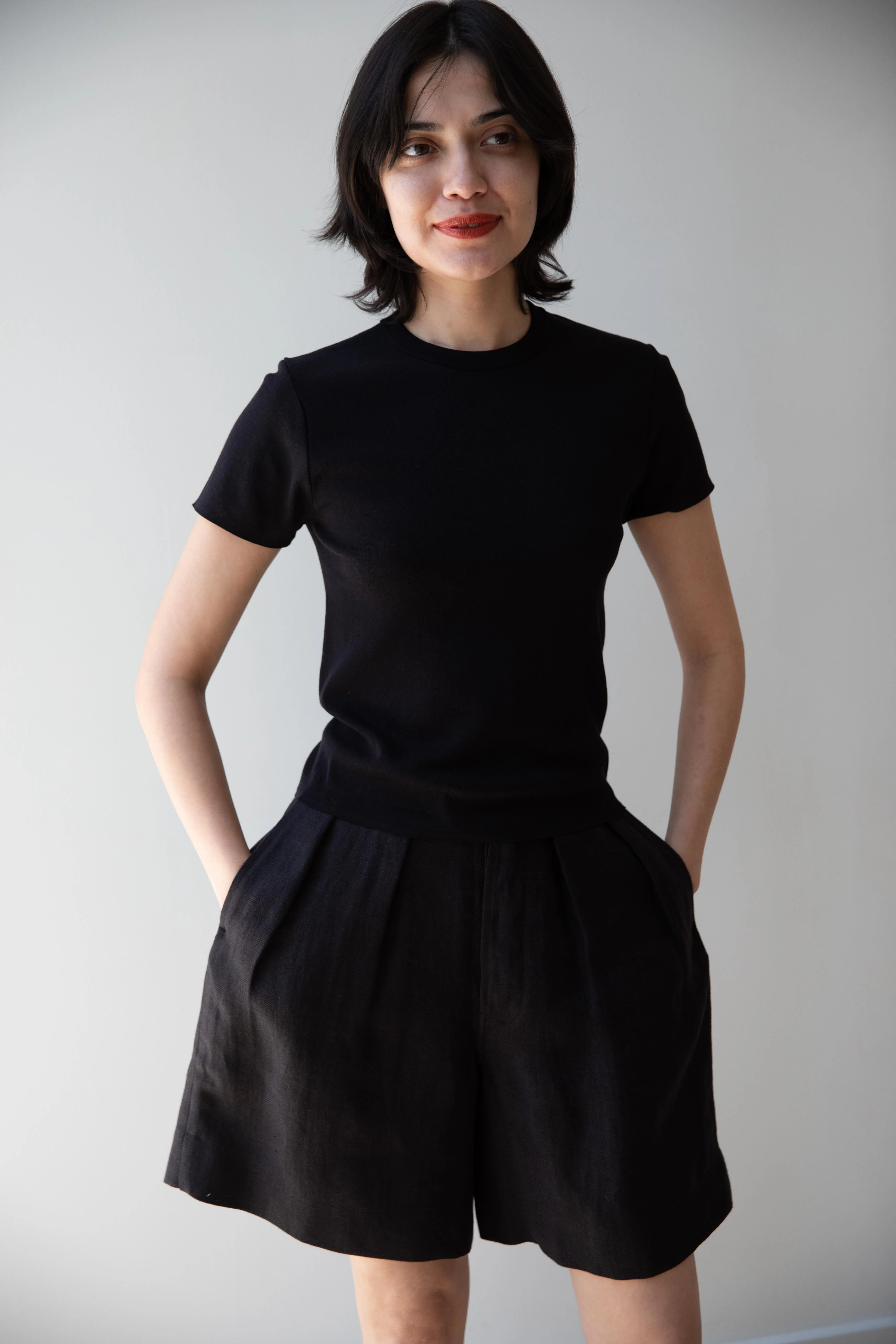 Aton | Fresca Circular Rib T-Shirt in Black - Image 22