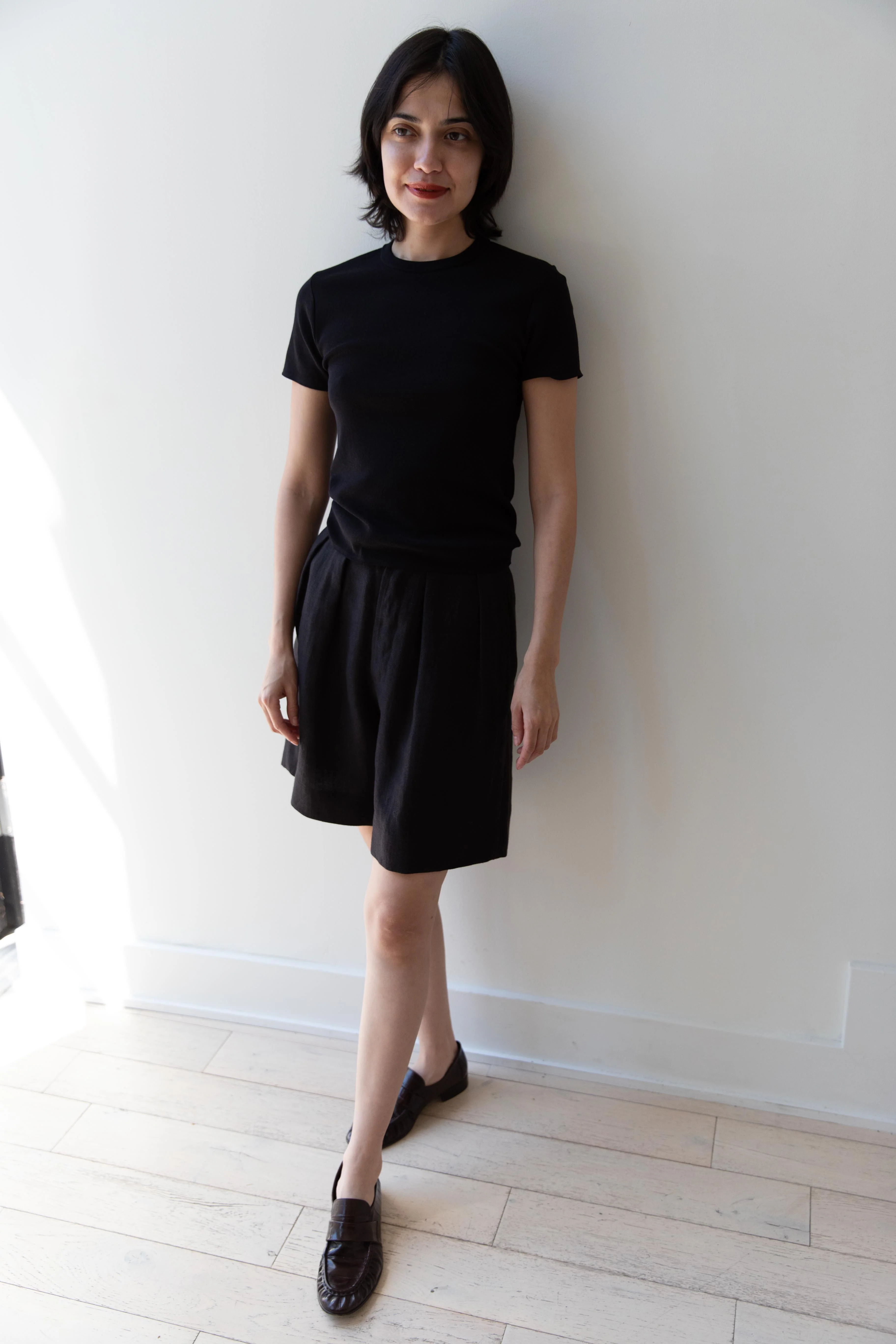 Aton | Fresca Circular Rib T-Shirt in Black - Image 3