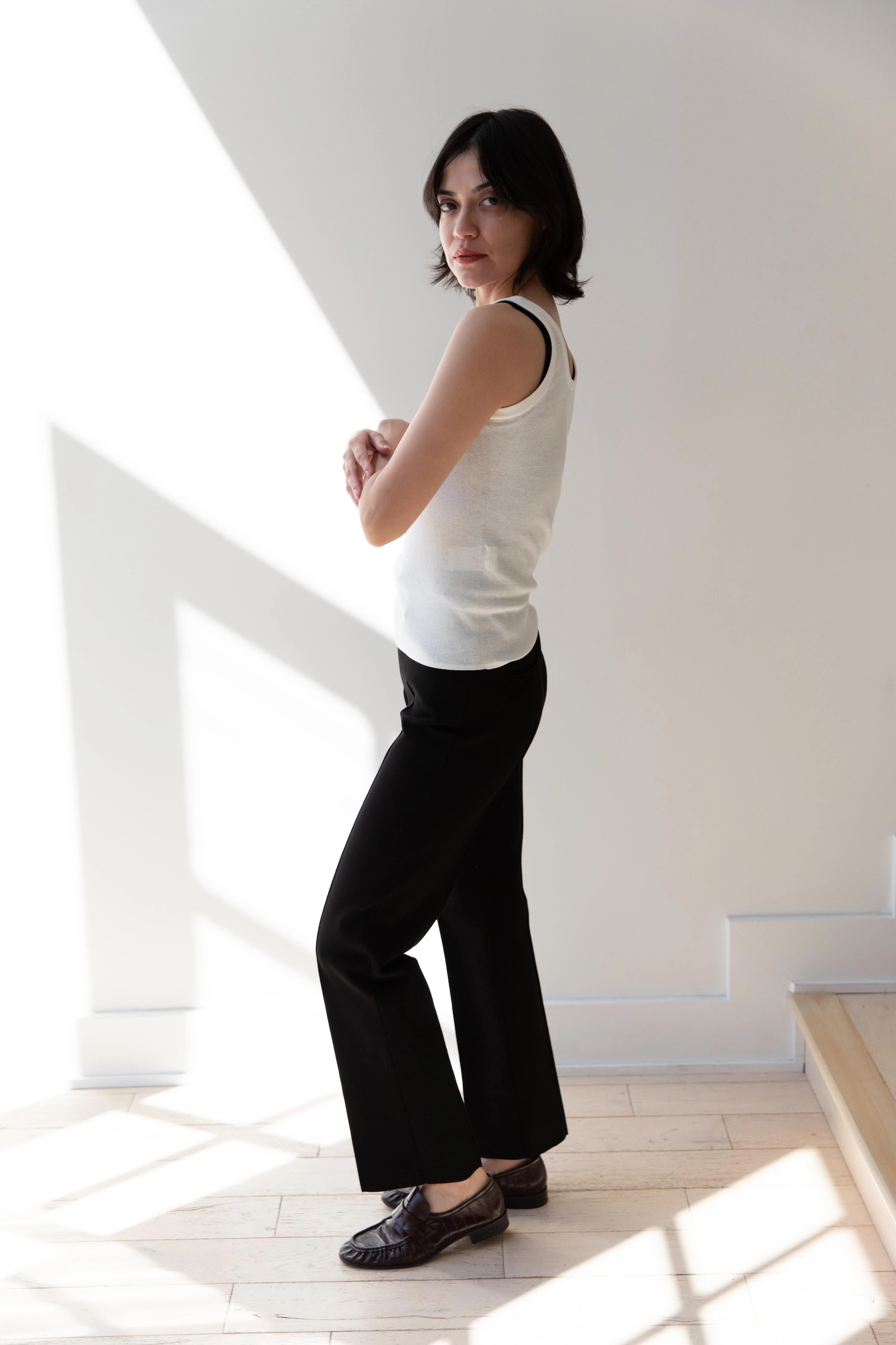 Aton | Fresca Circular Rib Tank Top in White - Image 10