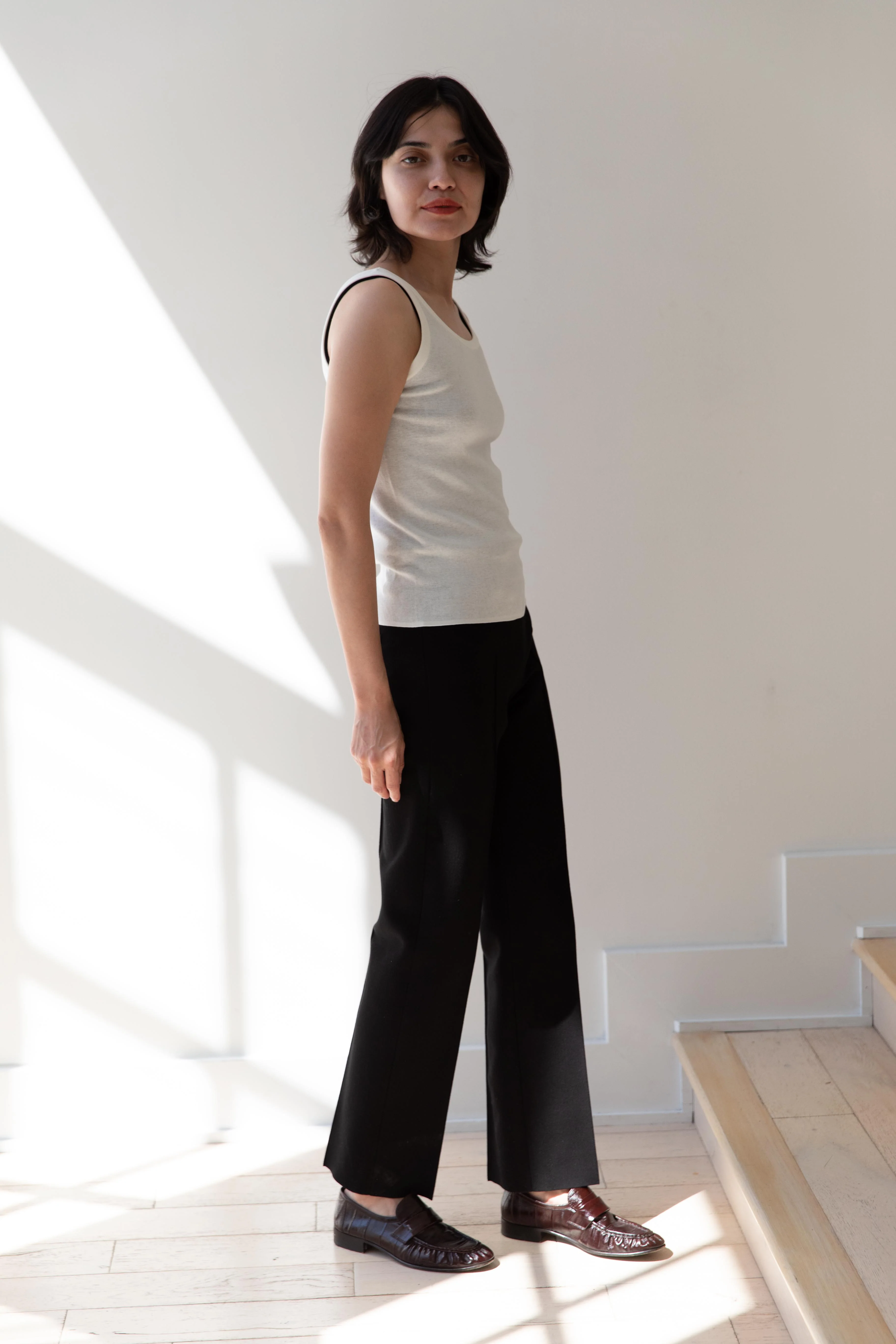 Aton | Fresca Circular Rib Tank Top in White - Image 14