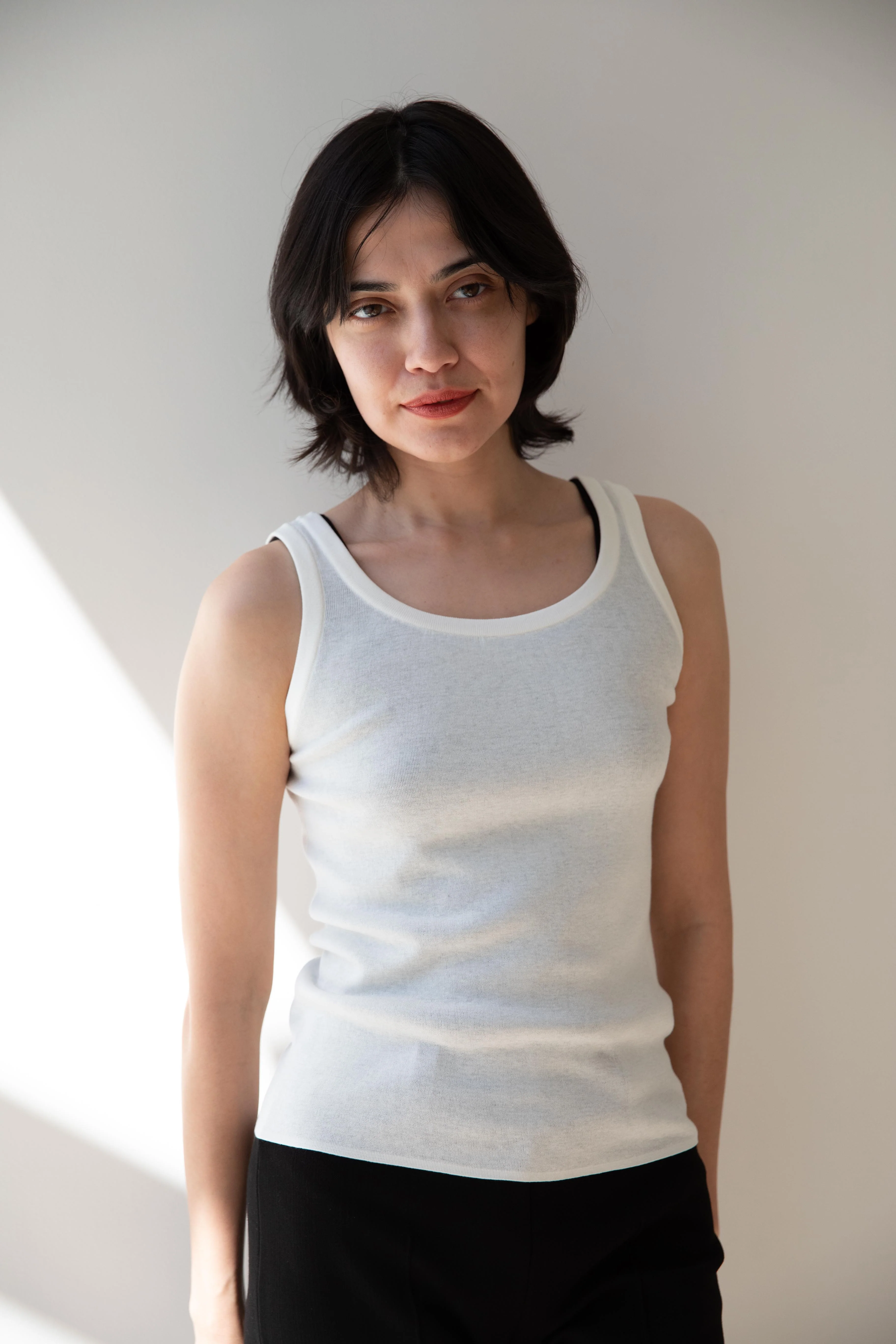 Aton | Fresca Circular Rib Tank Top in White - Image 17