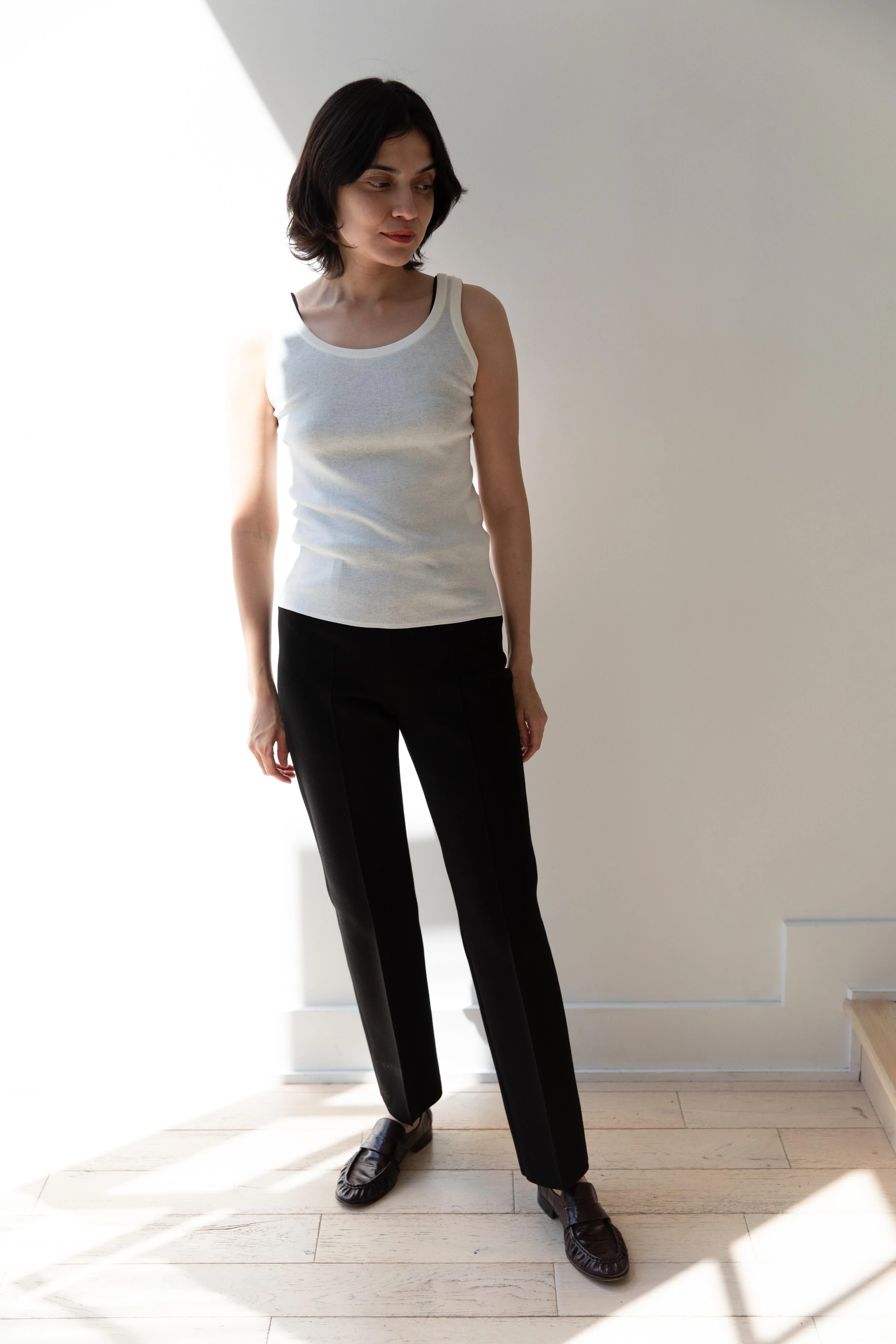 Aton | Fresca Circular Rib Tank Top in White - Image 2