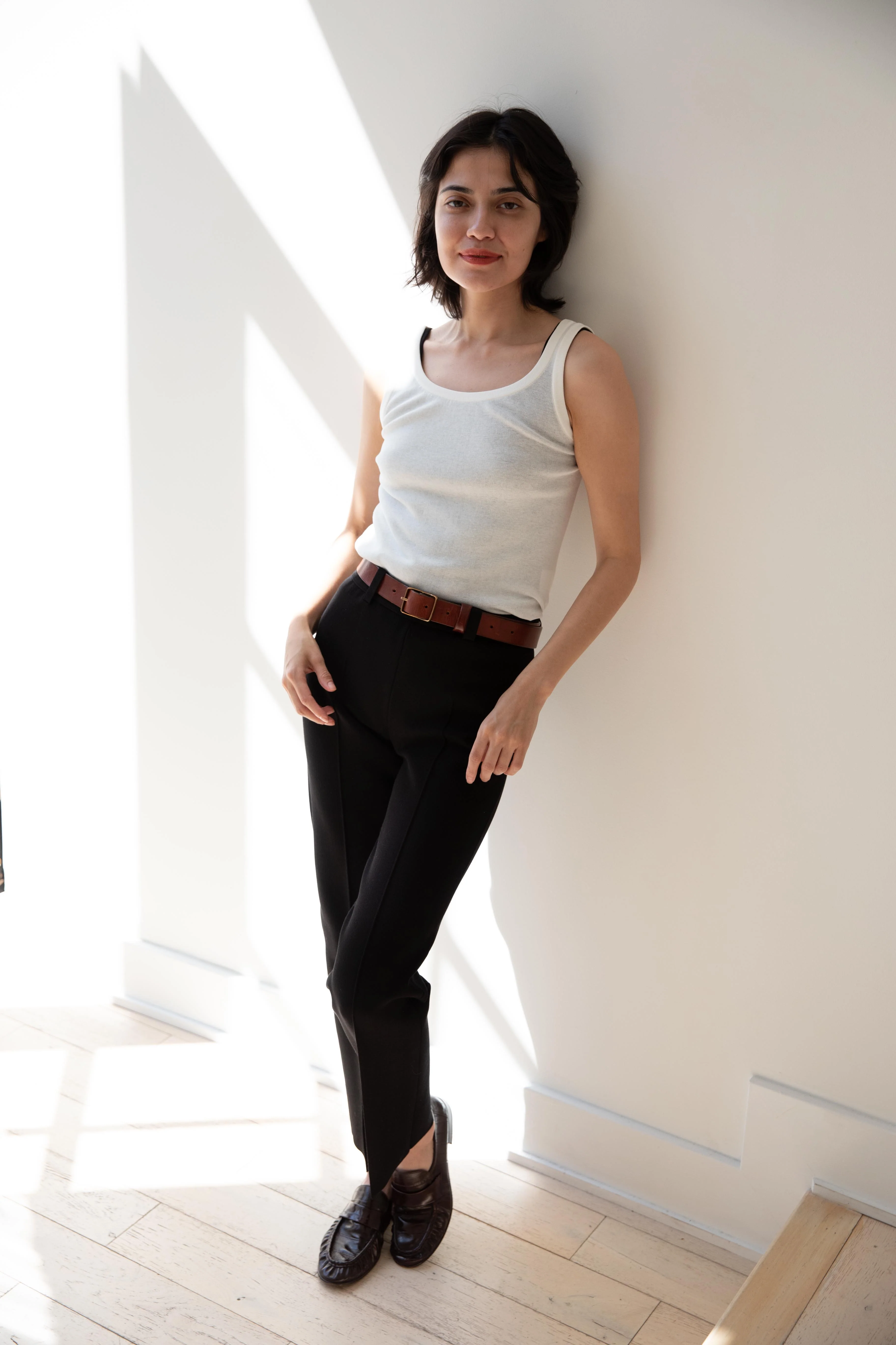 Aton | Fresca Circular Rib Tank Top in White - Image 34