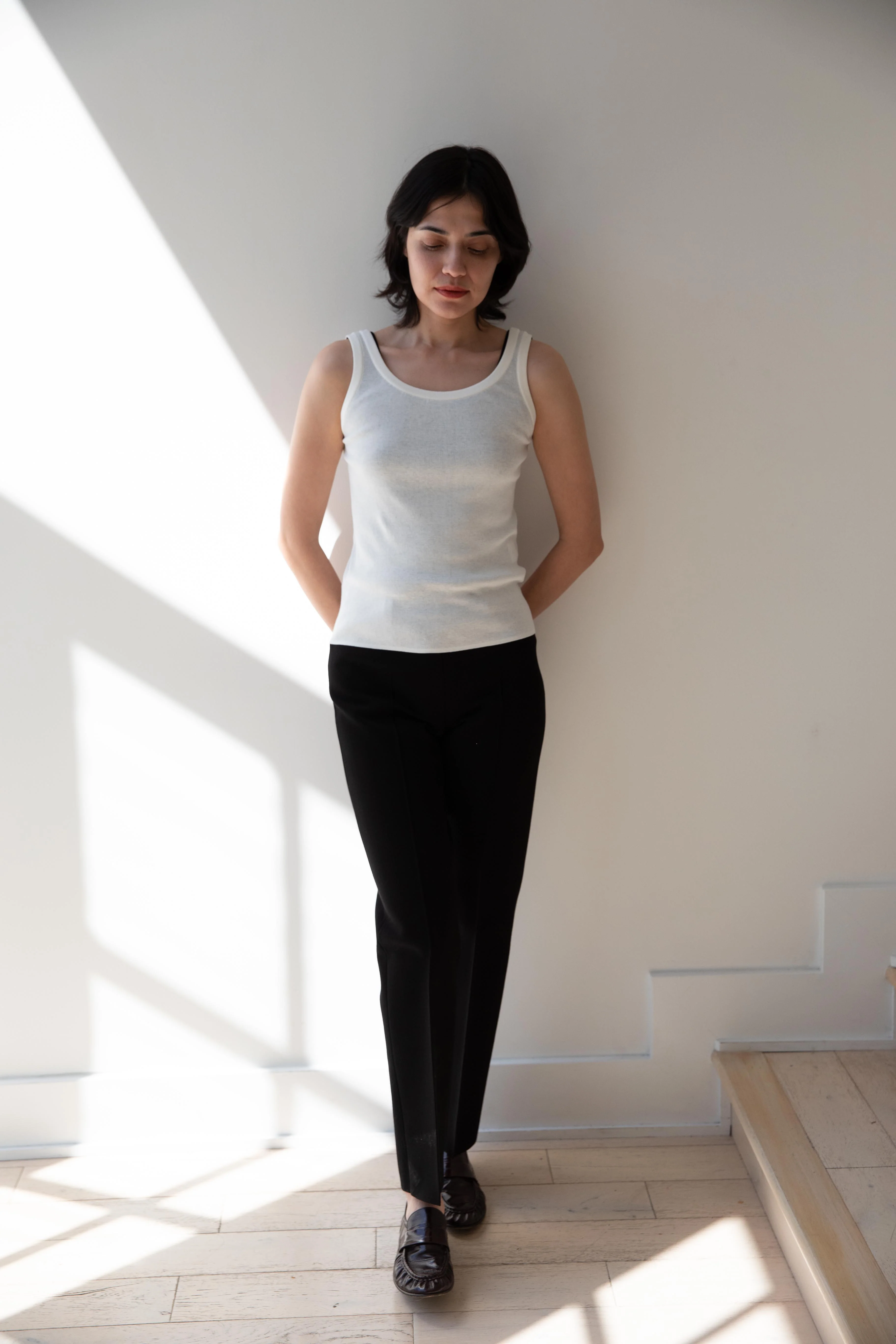 Aton | Fresca Circular Rib Tank Top in White - Image 9