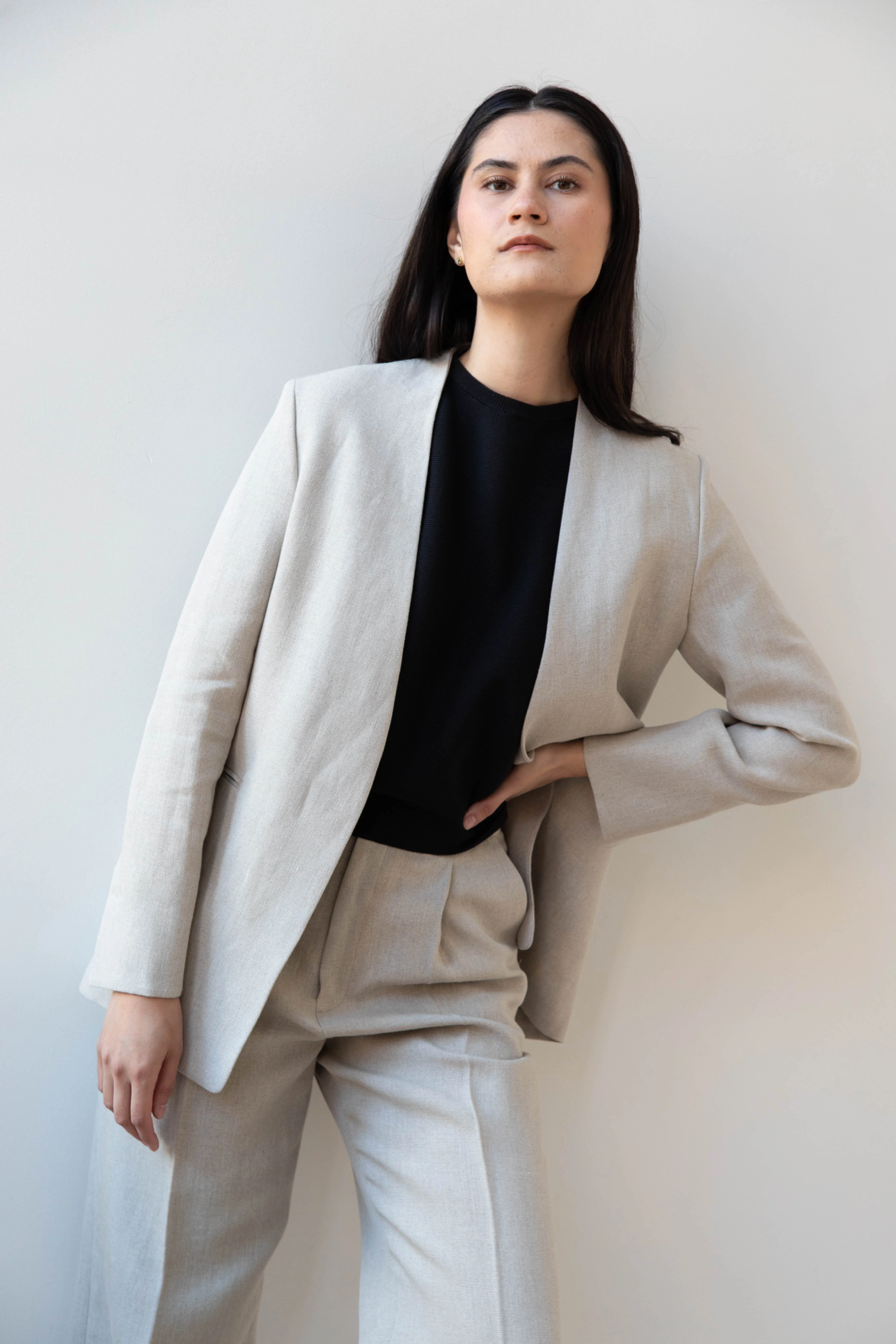 Aton | No Collar Jacket in Linen - Image 18