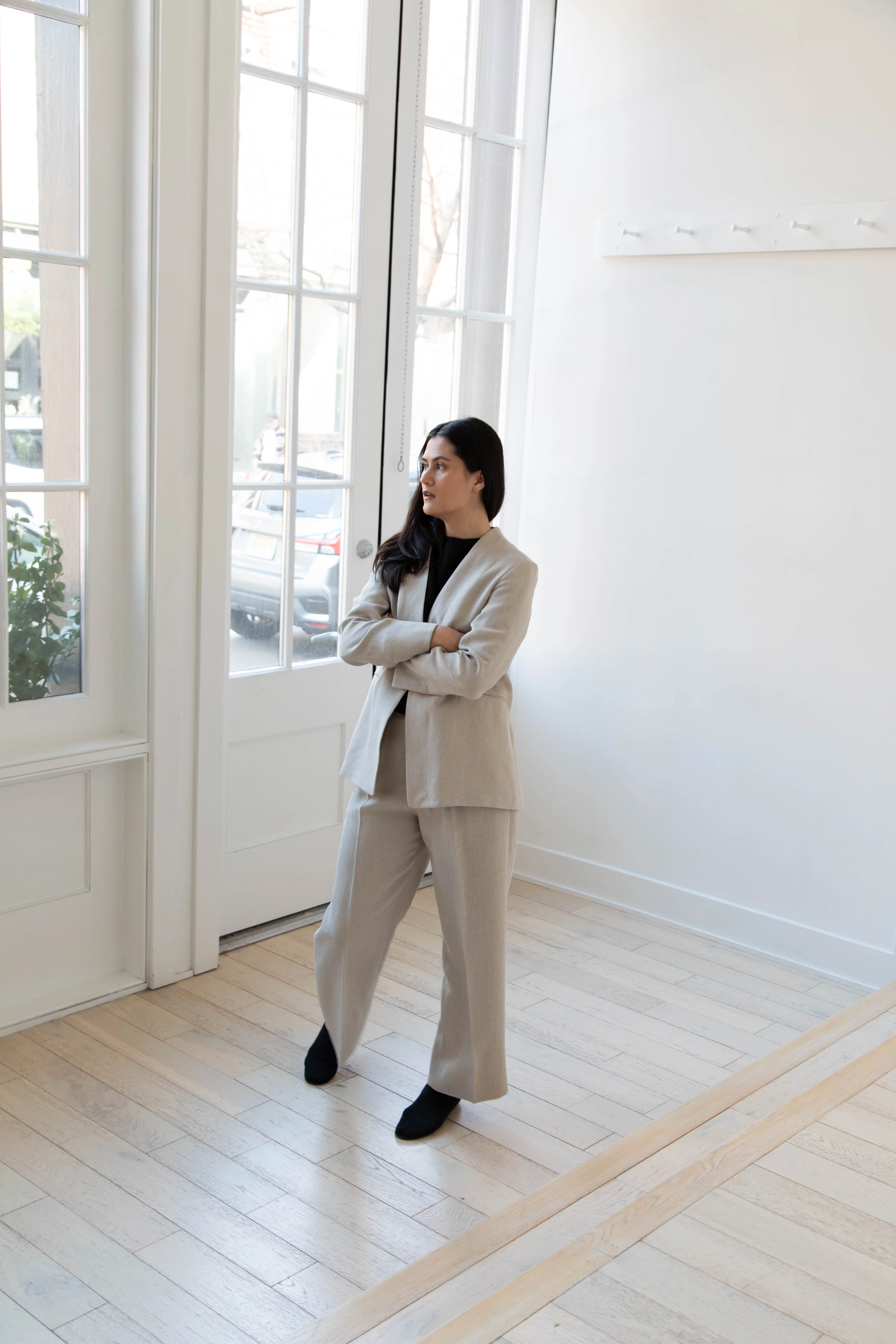 Aton | No Collar Jacket in Linen - Image 26