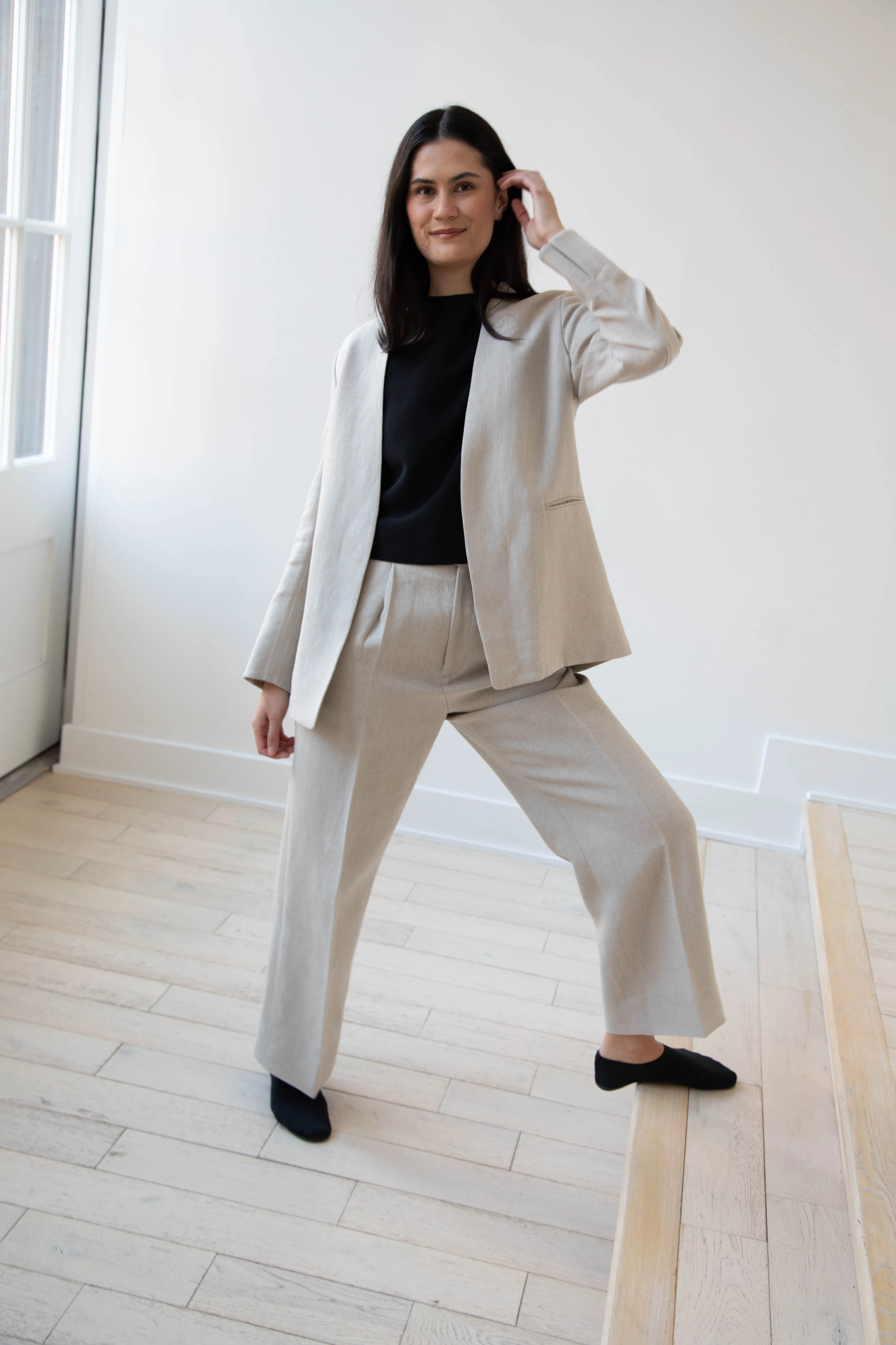 Aton | No Collar Jacket in Linen - Image 9