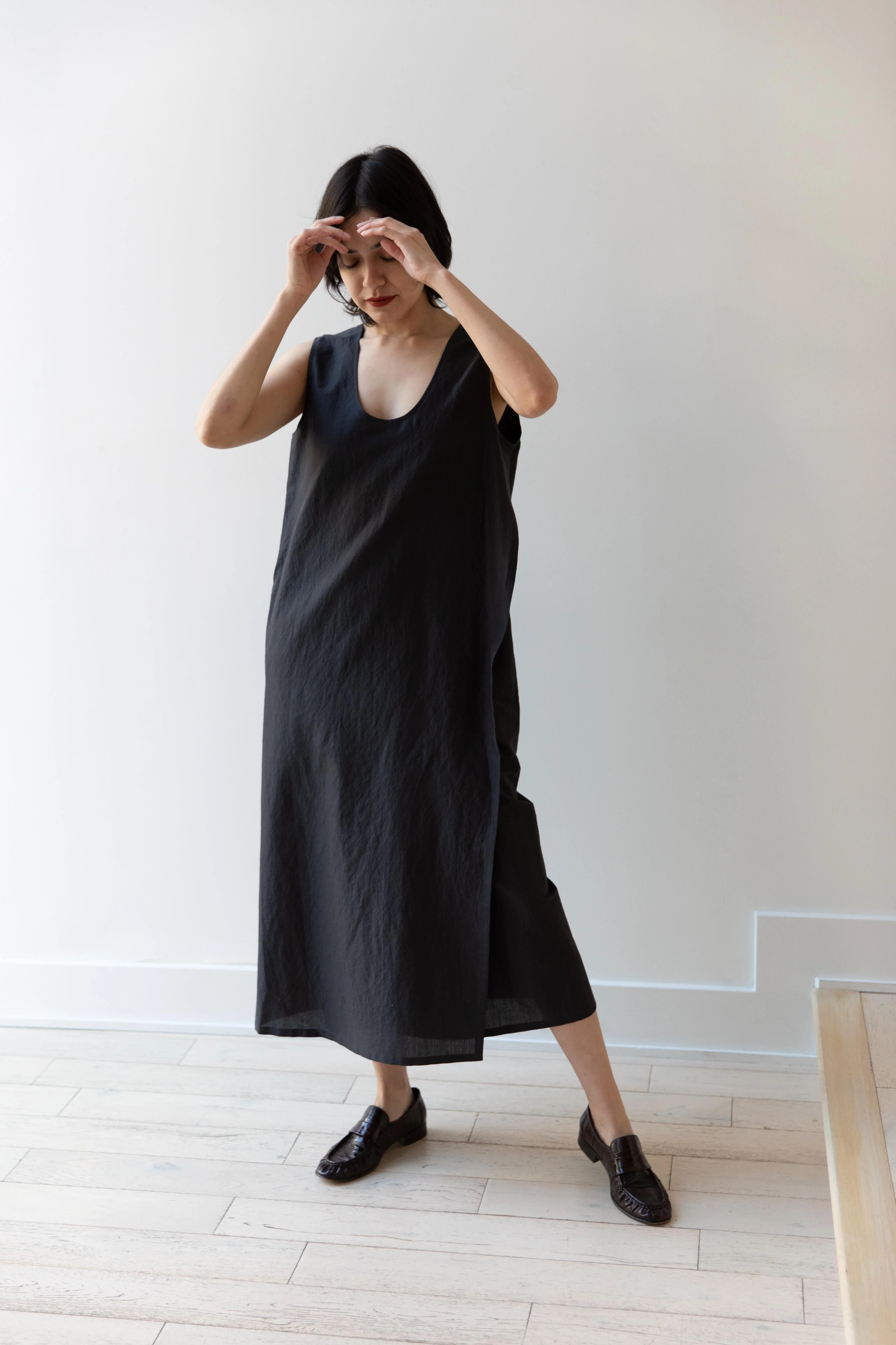 Aton | Silk Linen Tanktop Dress in Charcoal Grey - Image 15