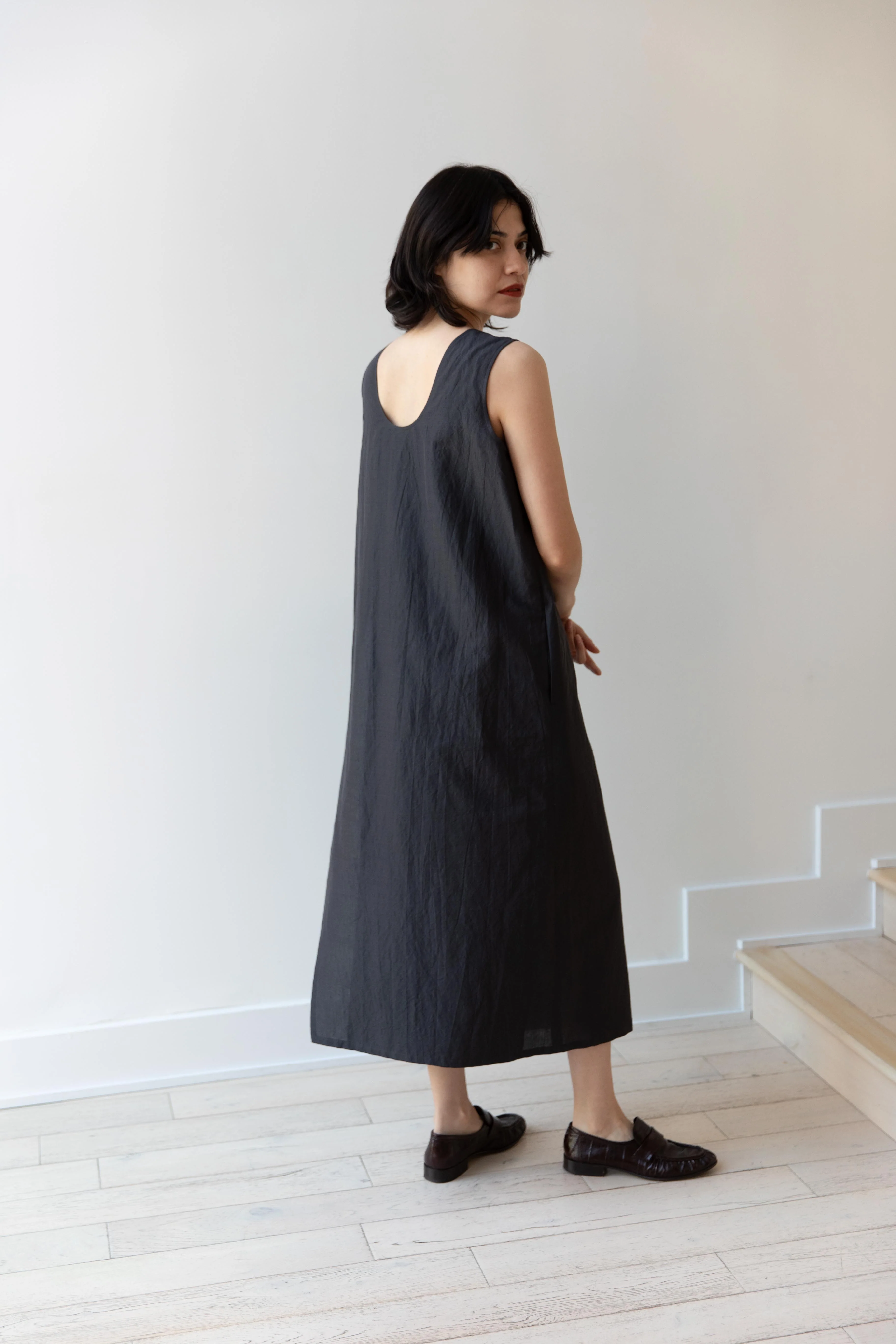 Aton | Silk Linen Tanktop Dress in Charcoal Grey - Image 19