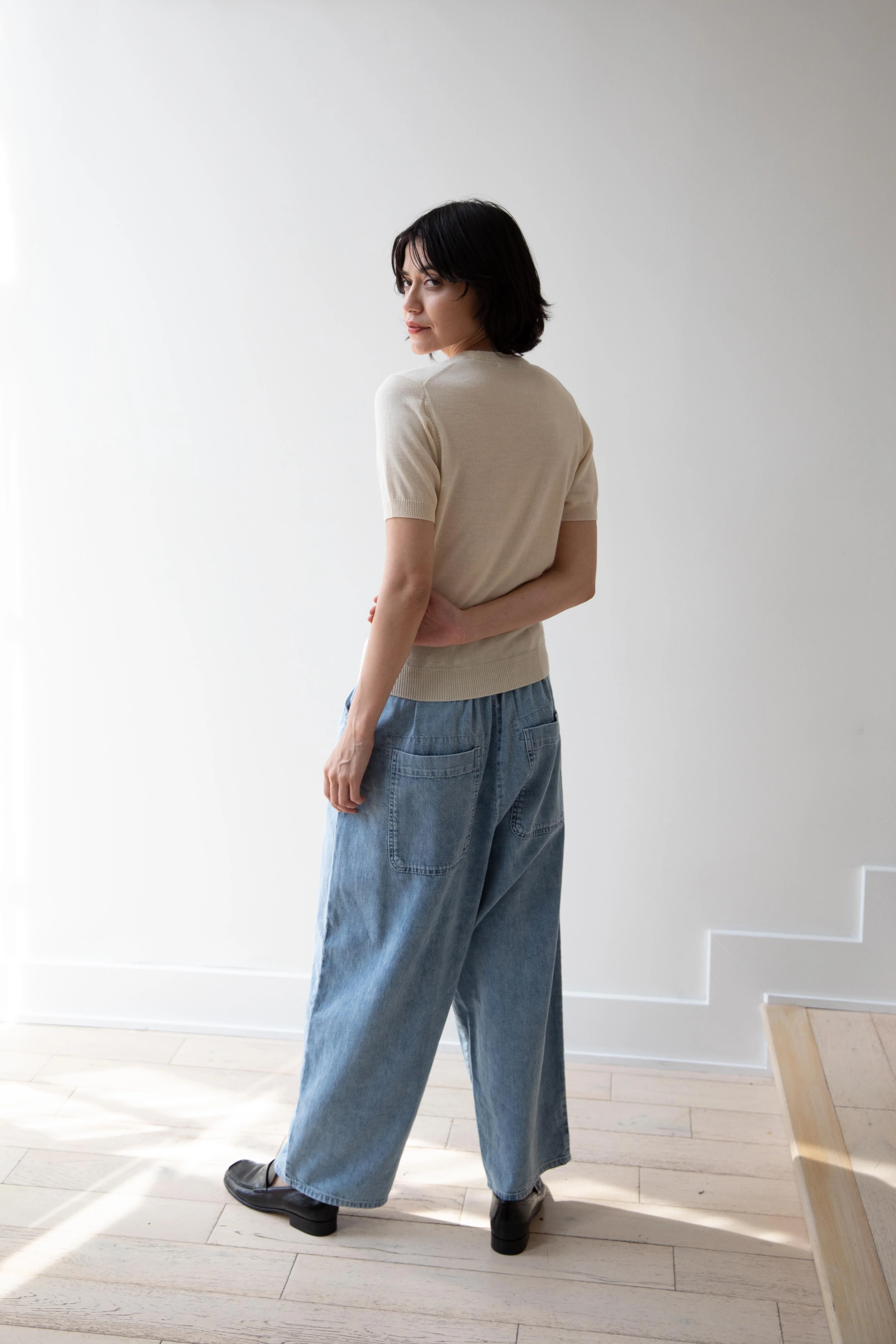 Auralee | Cashmere Hard Twist Knit Tee in Ivory White - Image 12