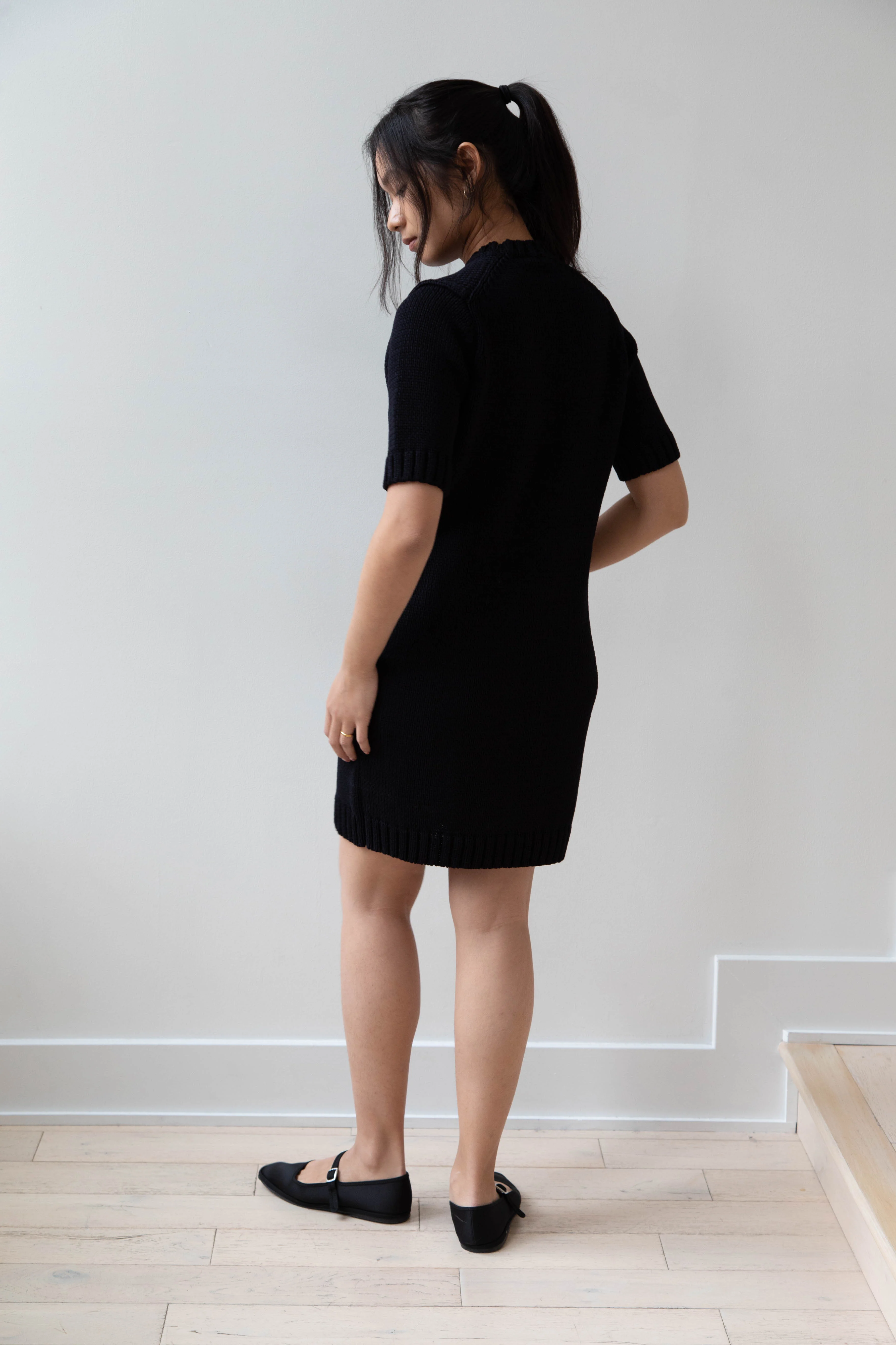 Auralee | Cotton Lily Yarn Mini Dress in Dark Navy - Image 11