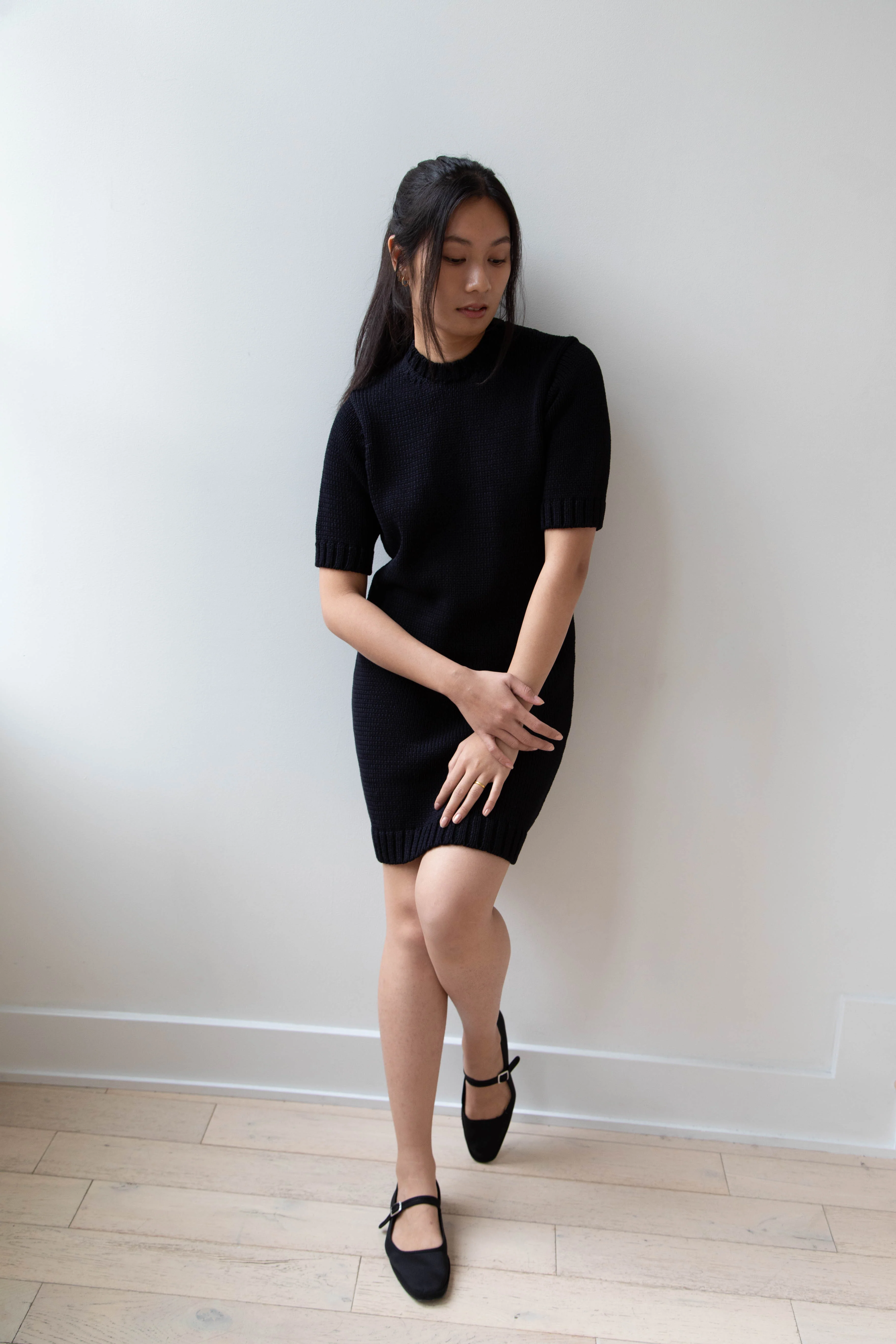 Auralee | Cotton Lily Yarn Mini Dress in Dark Navy - Image 23