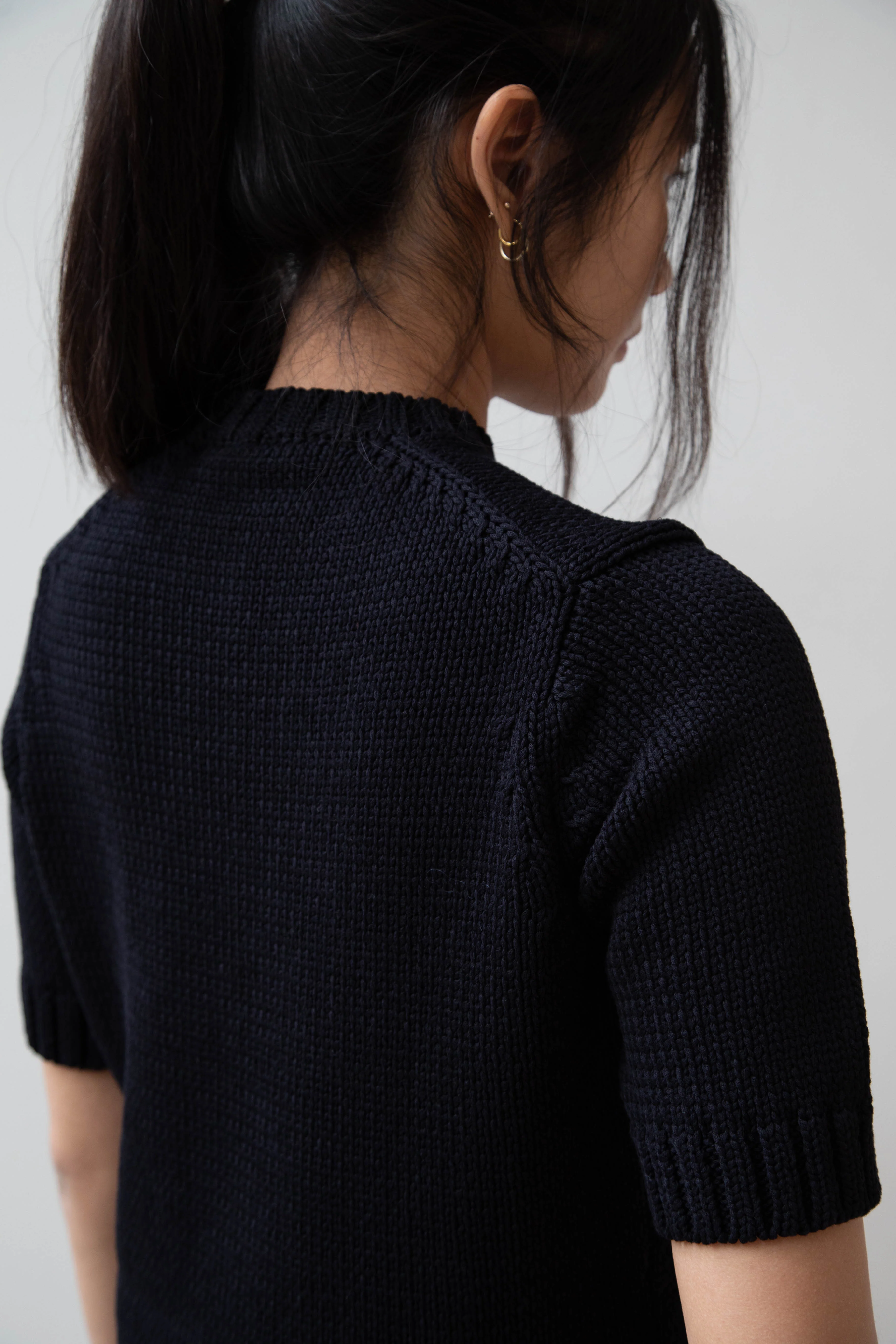 Auralee | Cotton Lily Yarn Mini Dress in Dark Navy - Image 27