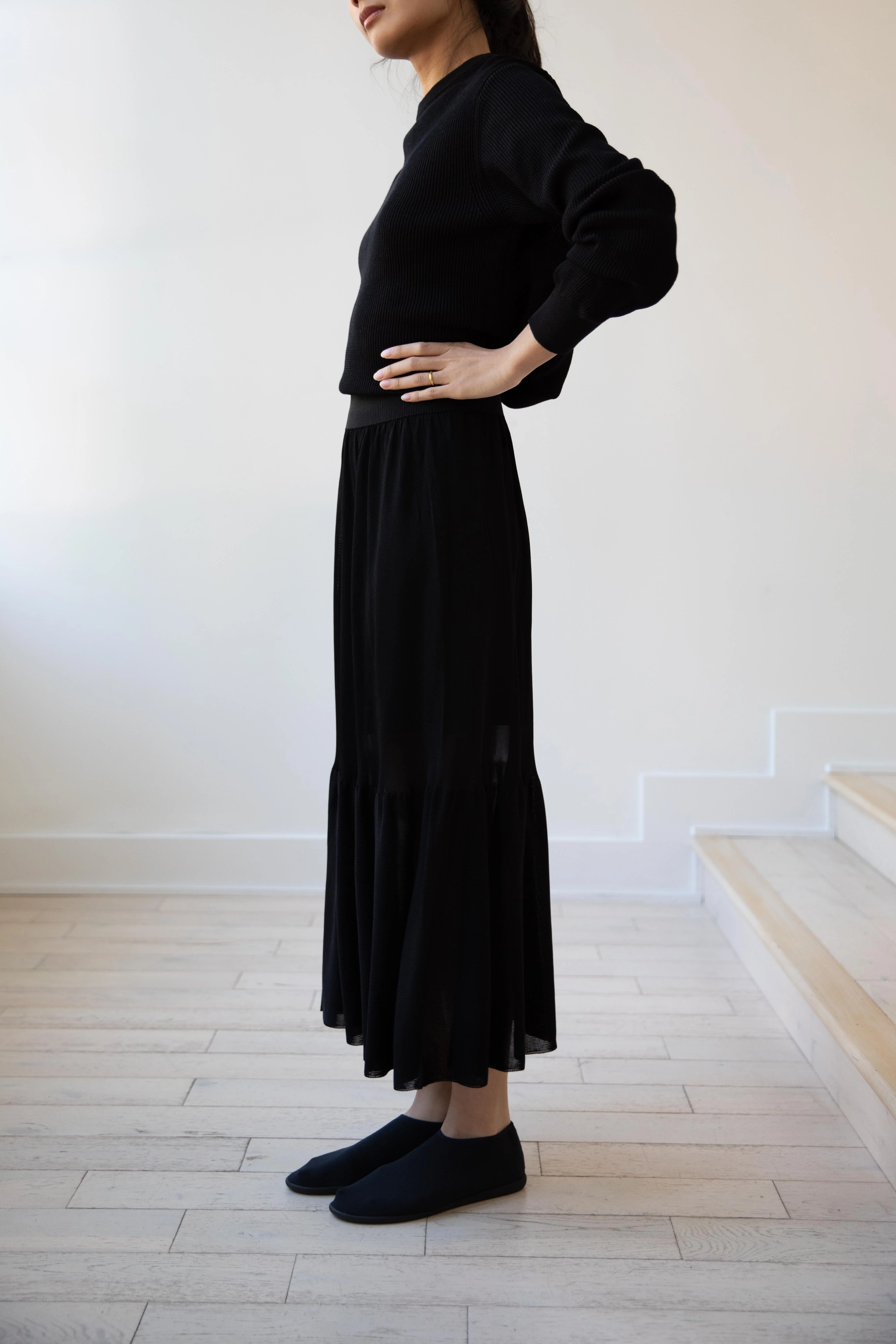 Auralee | Flat Yarn Rib Knit Pullover in Black - Image 35