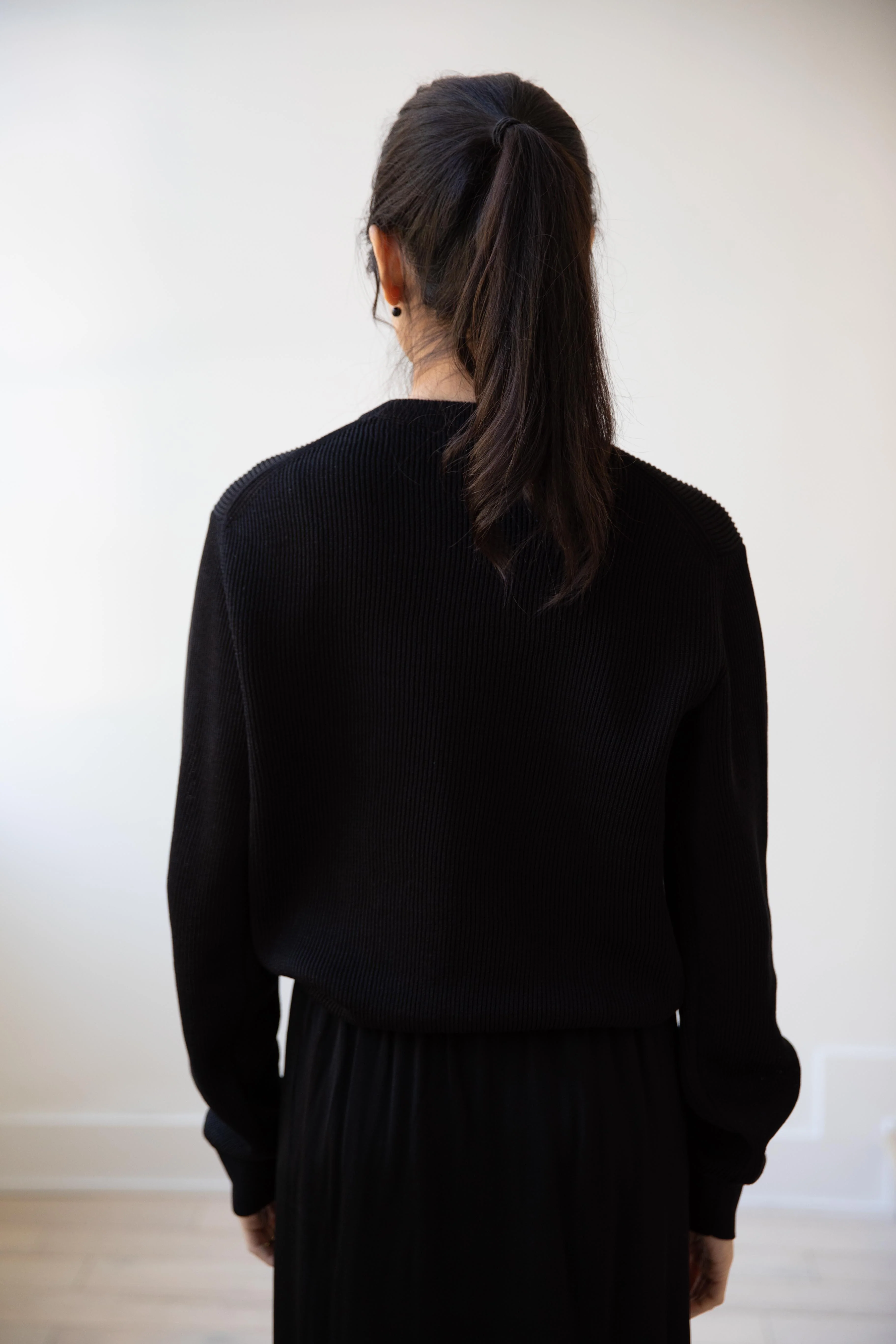 Auralee | Flat Yarn Rib Knit Pullover in Black - Image 45
