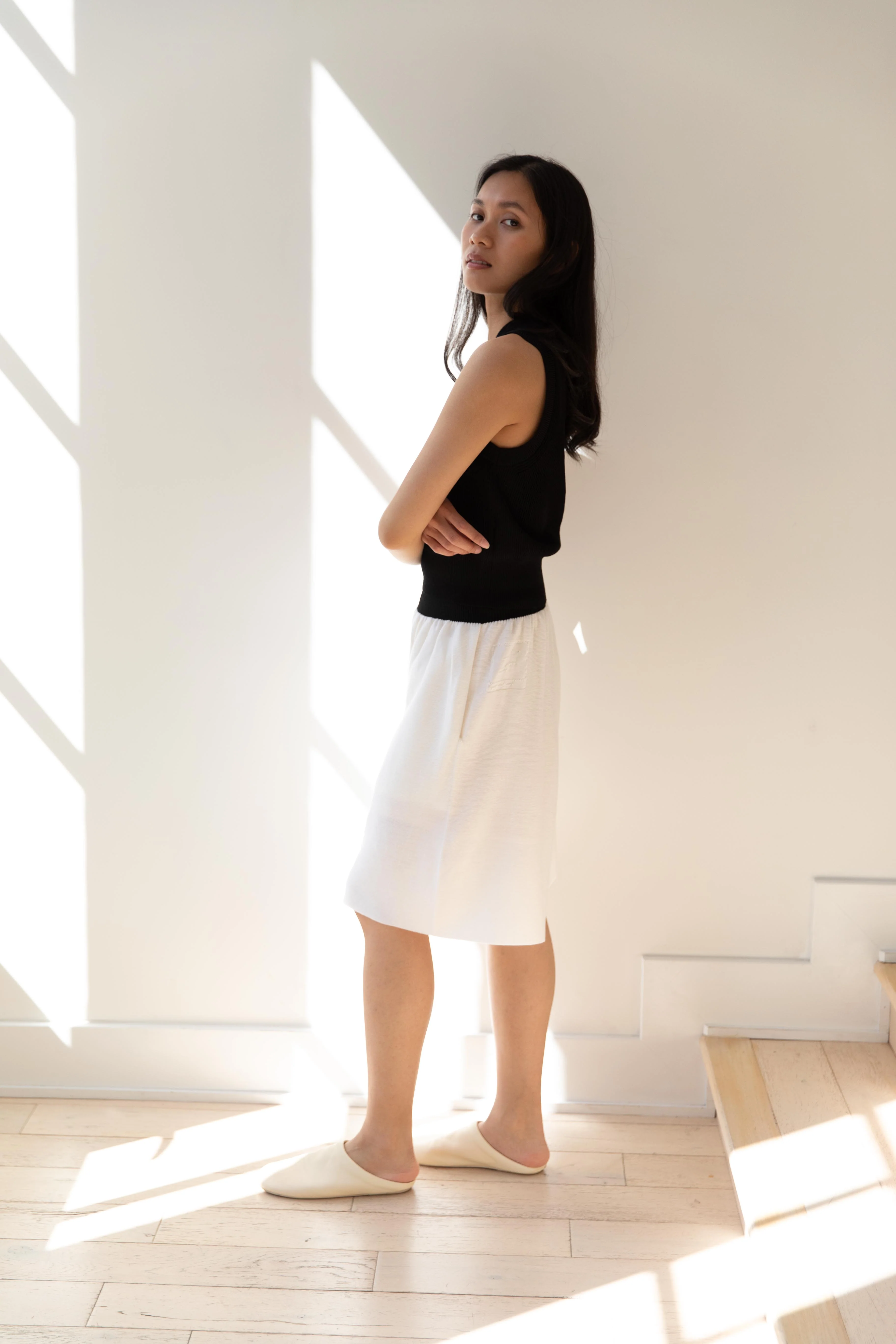 Auralee | Flat Yarn Rib Knit Vest in Black - Image 15