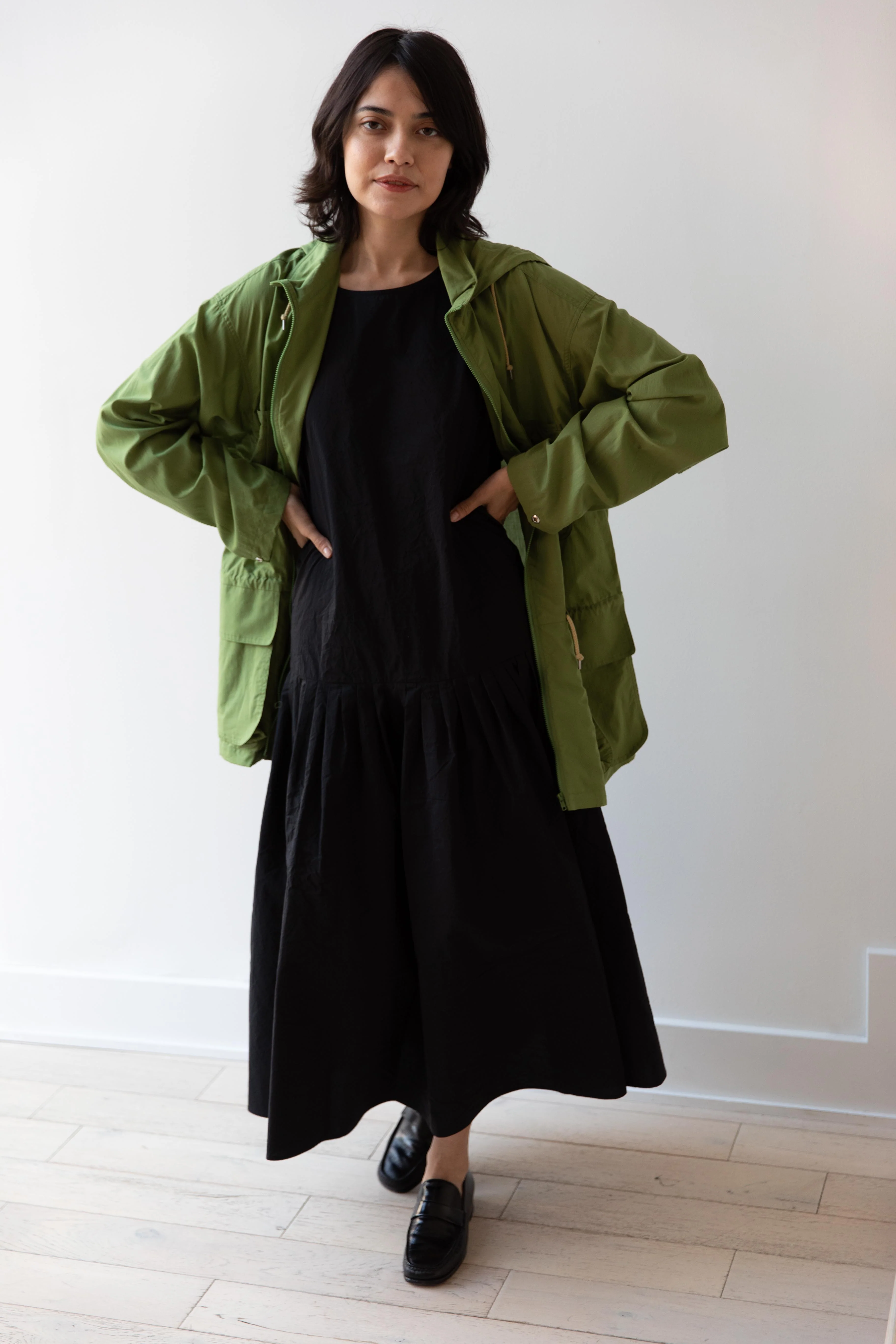 Auralee | Lawn Hooded Blouson in Dusty Green - Image 12