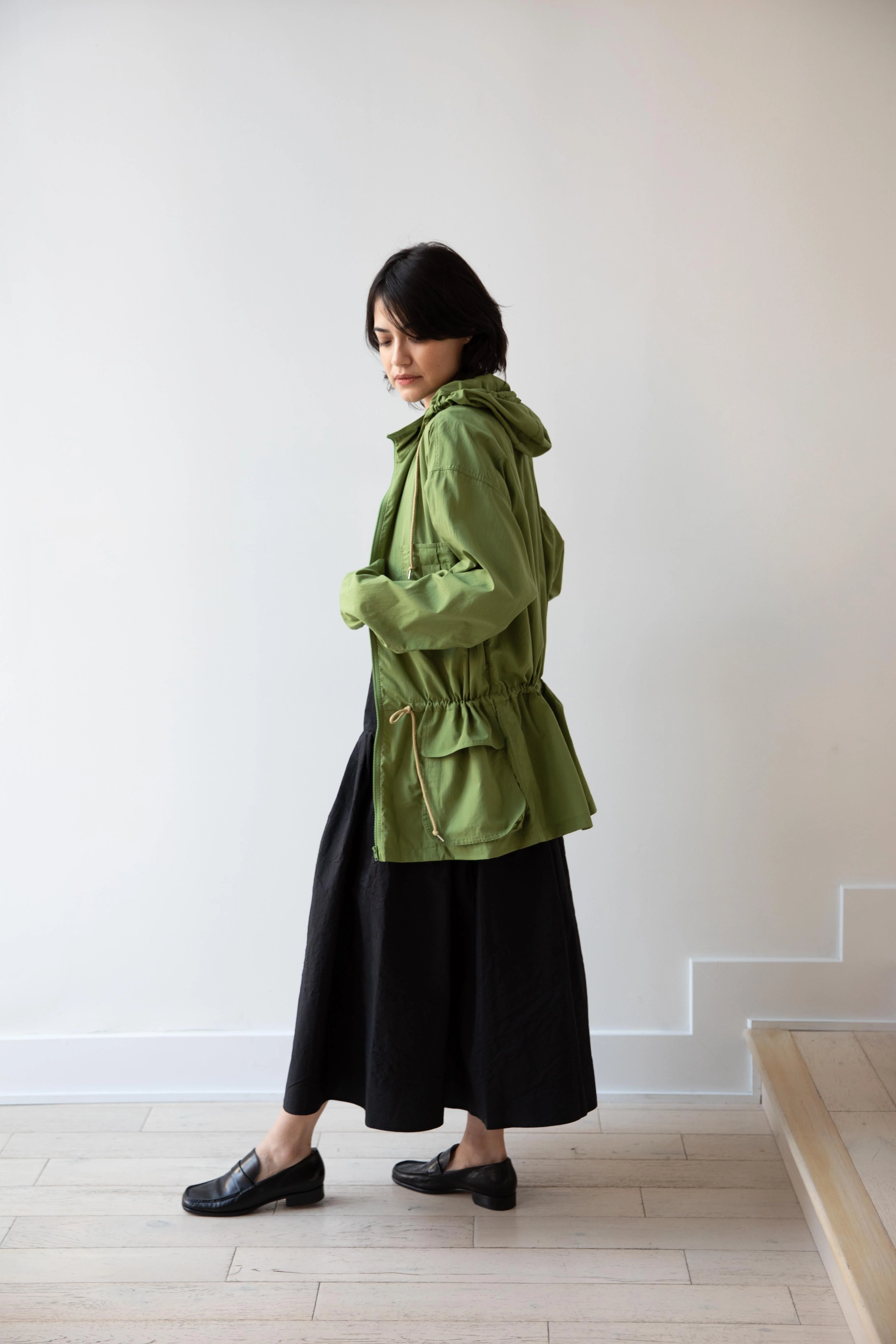 Auralee | Lawn Hooded Blouson in Dusty Green - Image 5