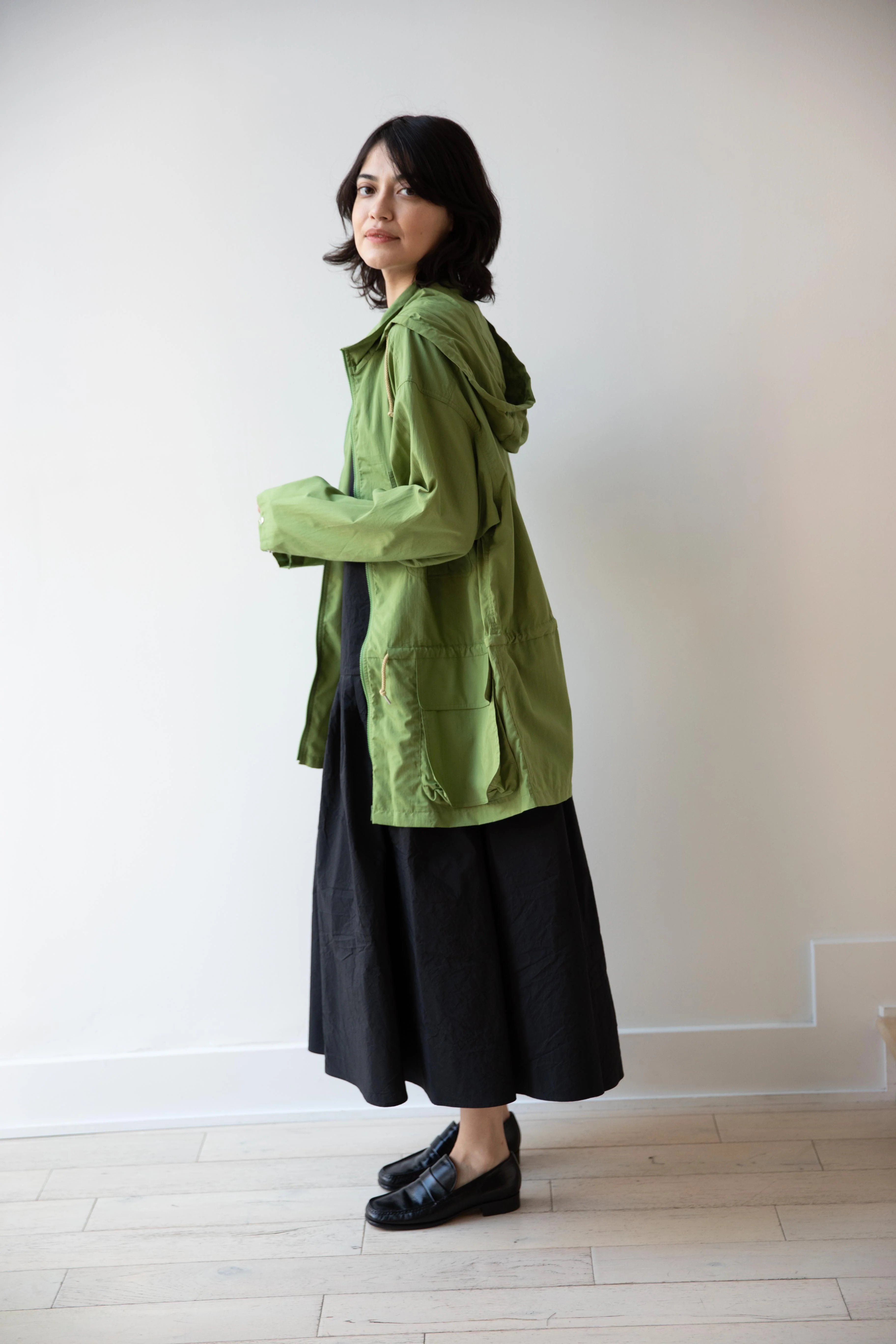 Auralee | Lawn Hooded Blouson in Dusty Green - Image 6