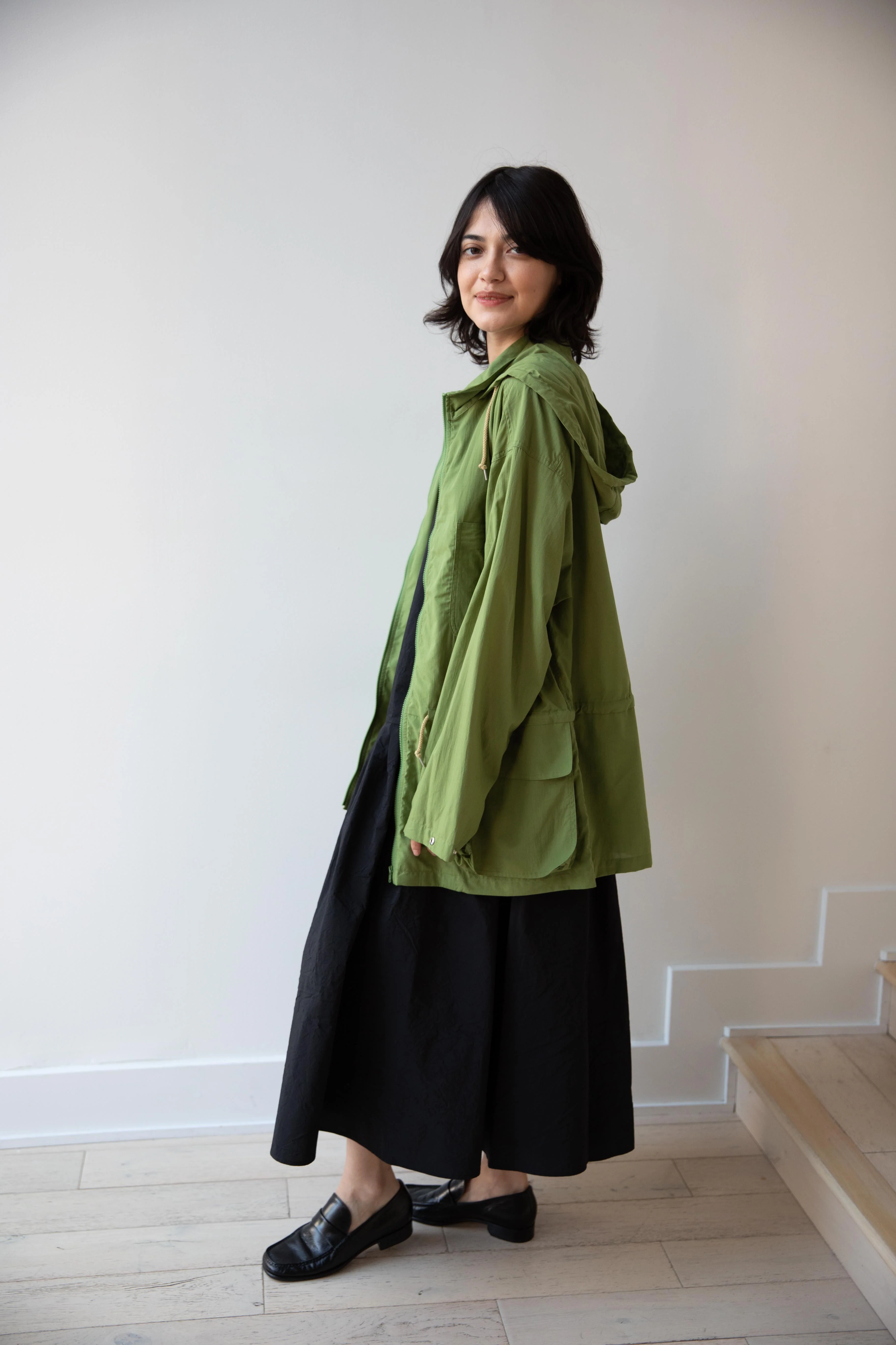 Auralee | Lawn Hooded Blouson in Dusty Green - Image 9