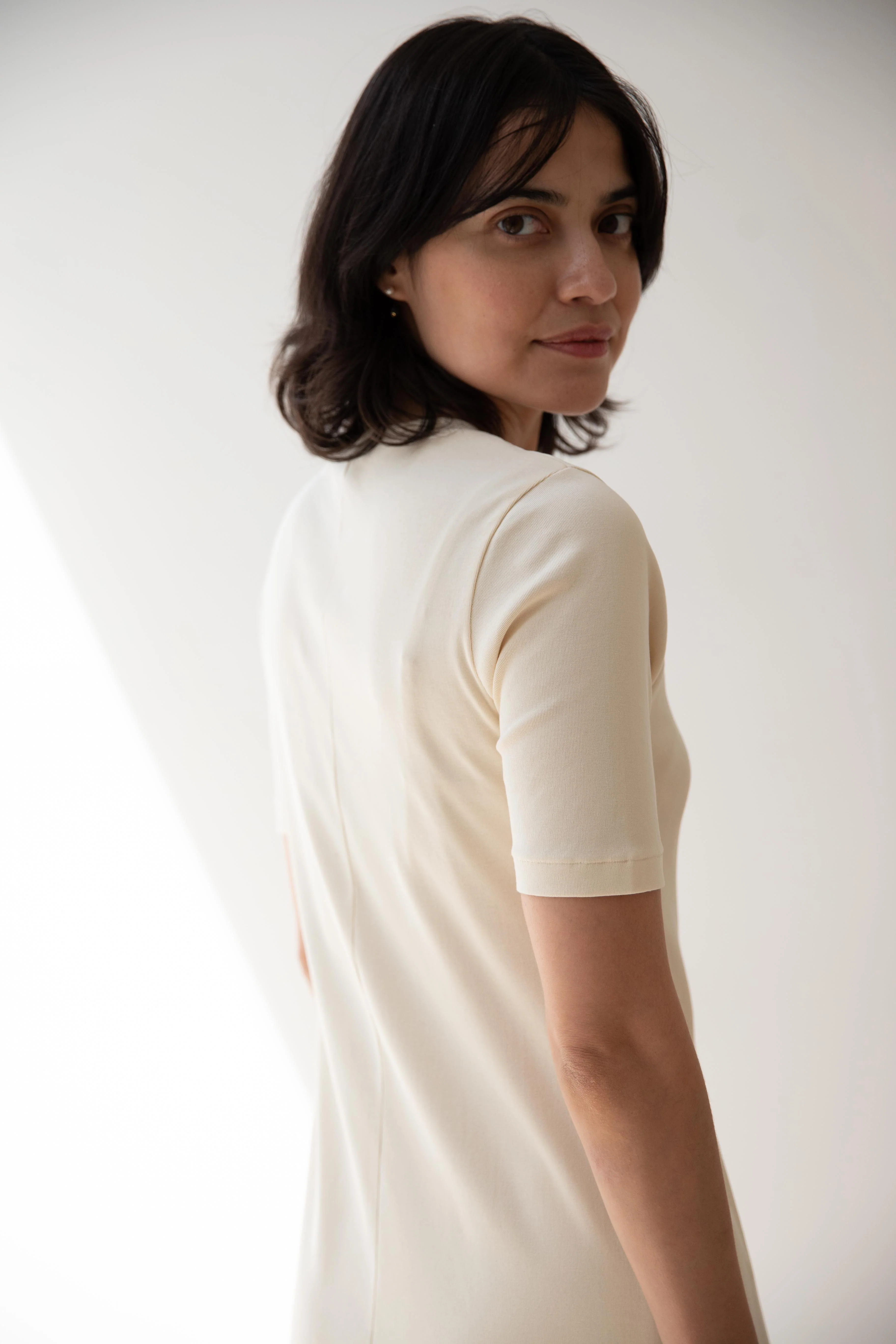 Auralee | Organic Cotton Fine Rib Dress in Ivory - Image 14