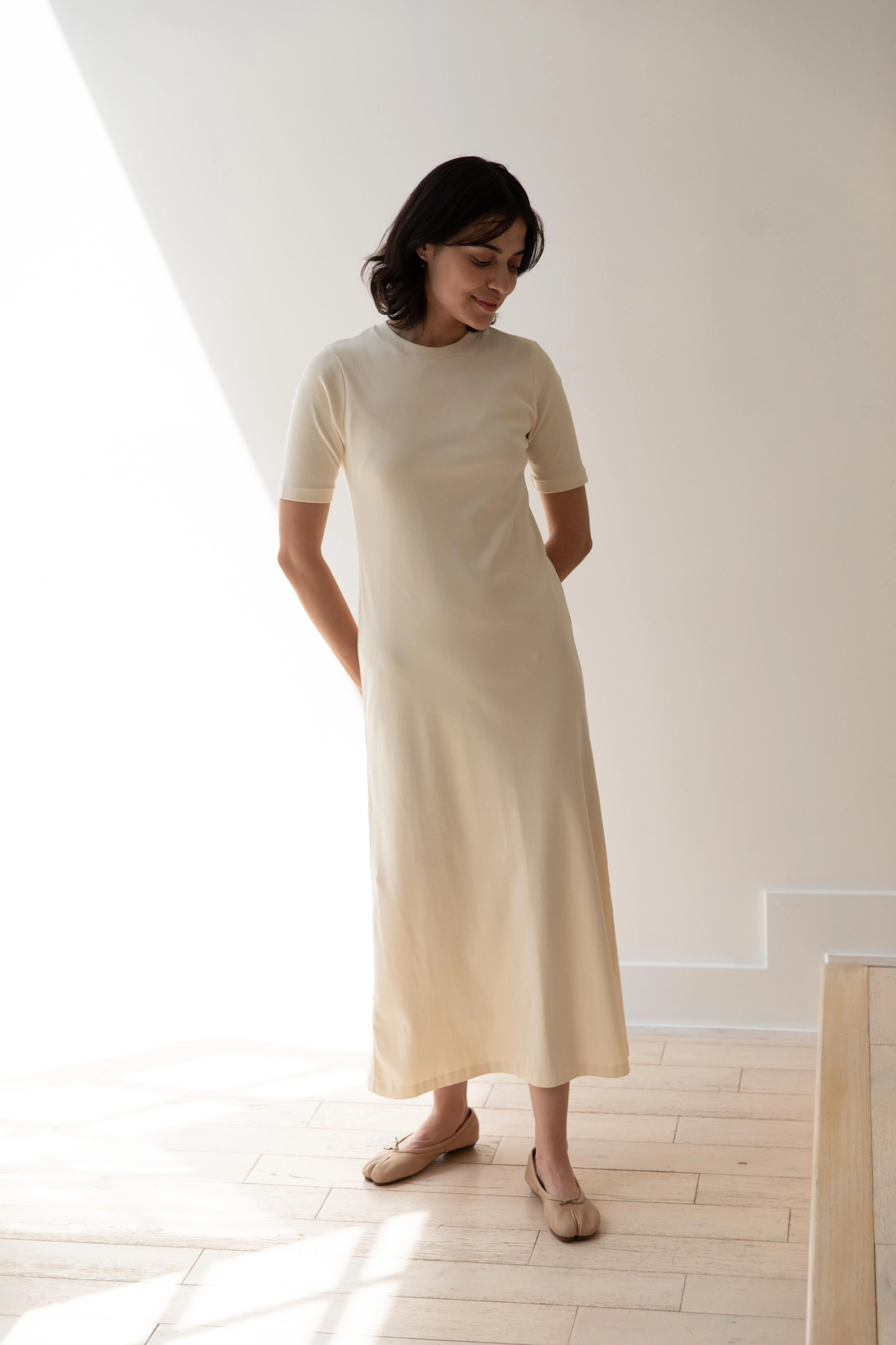 Auralee | Organic Cotton Fine Rib Dress in Ivory - Image 19