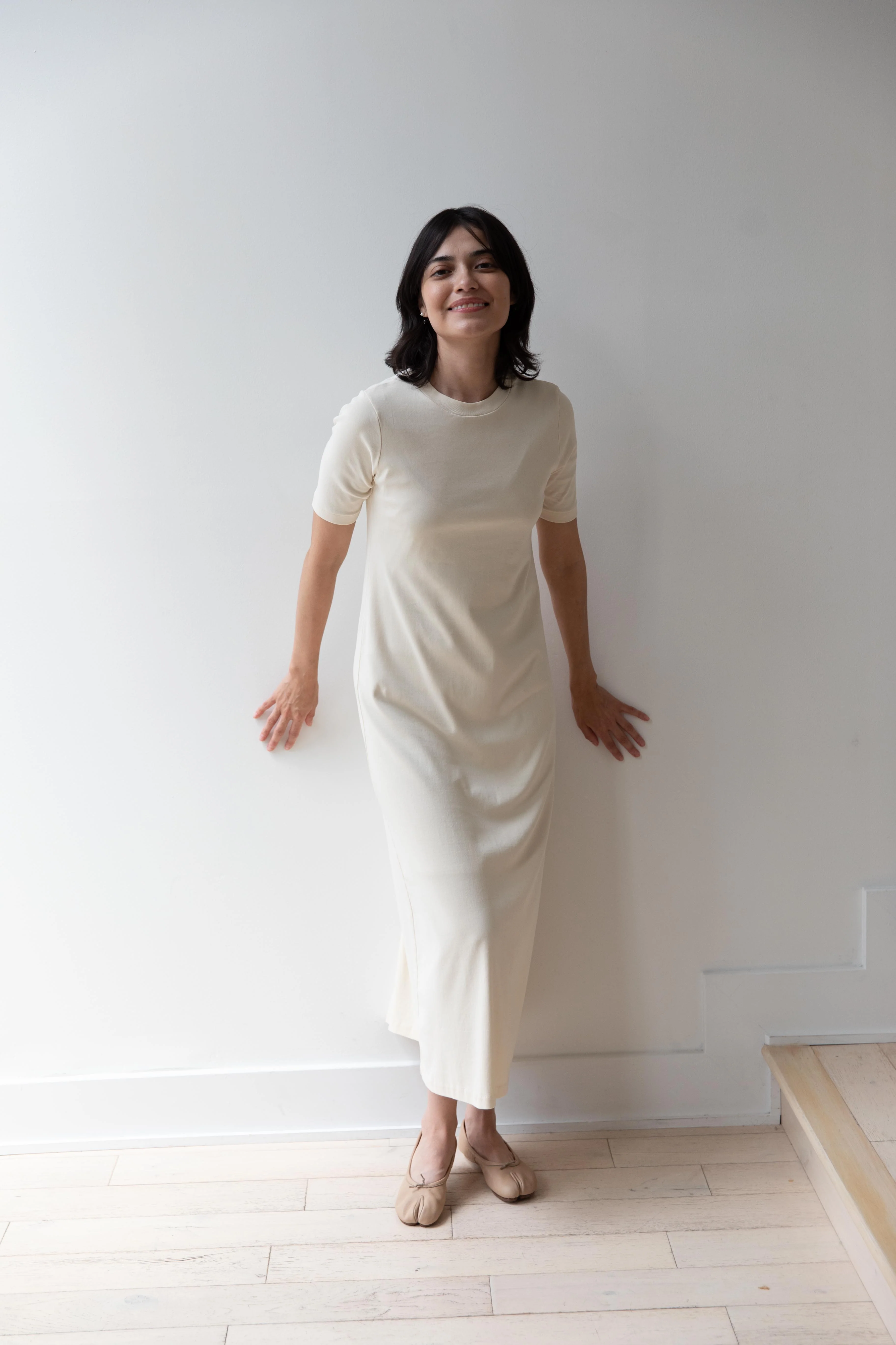 Auralee | Organic Cotton Fine Rib Dress in Ivory - Image 24