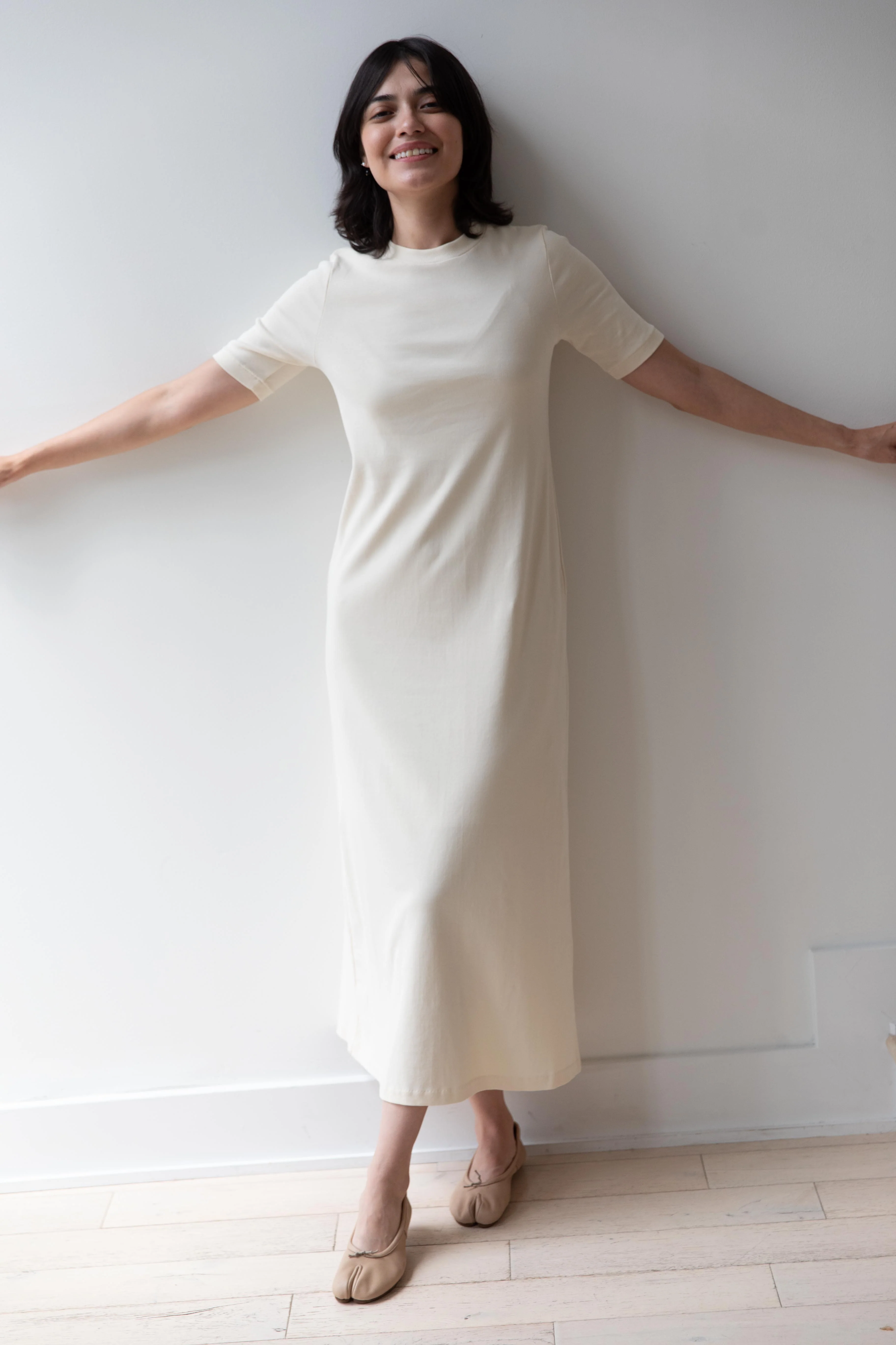 Auralee | Organic Cotton Fine Rib Dress in Ivory - Image 4