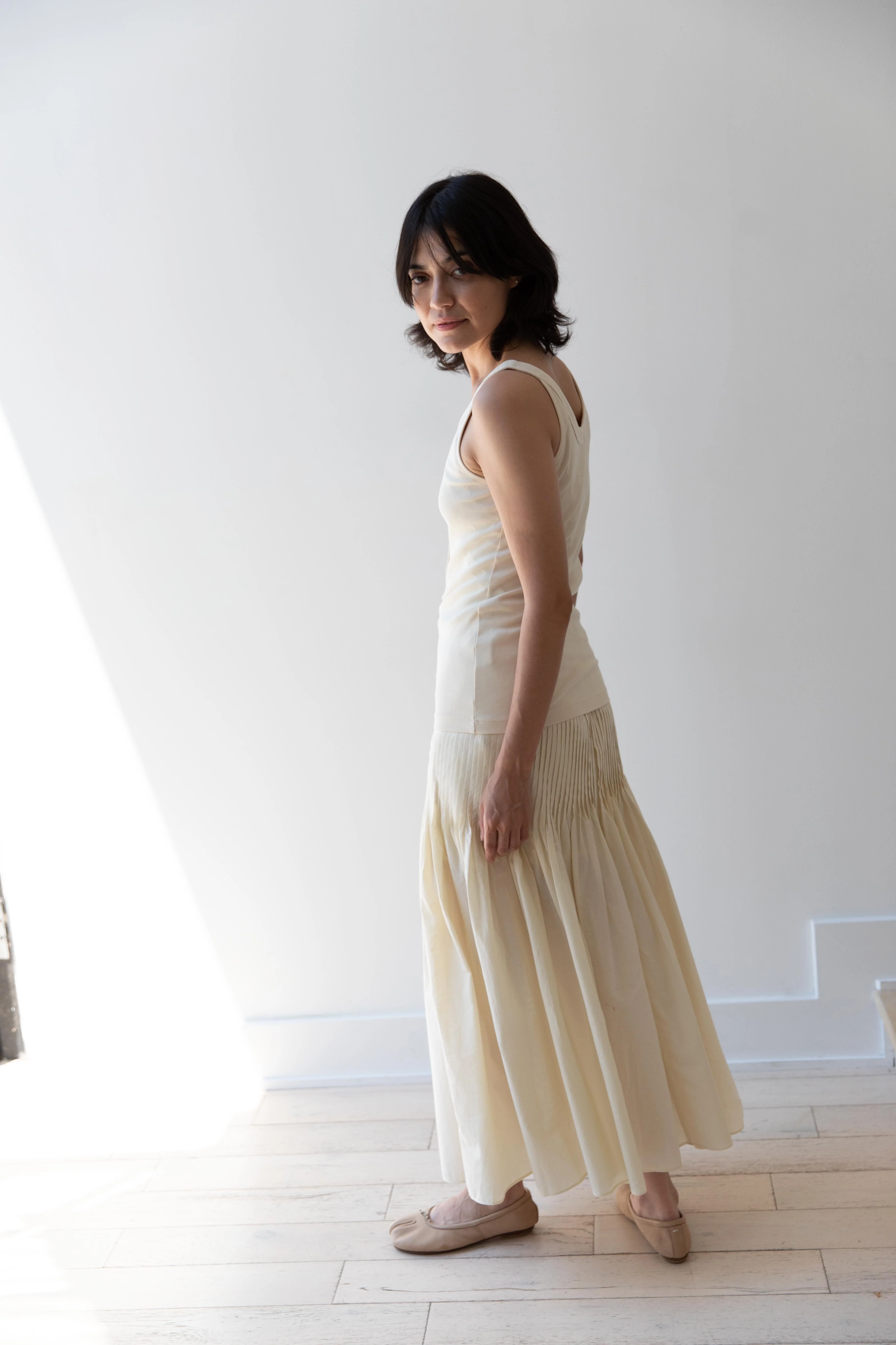 Auralee | Organic Cotton Fine Rib Tank in Ivory - Image 17