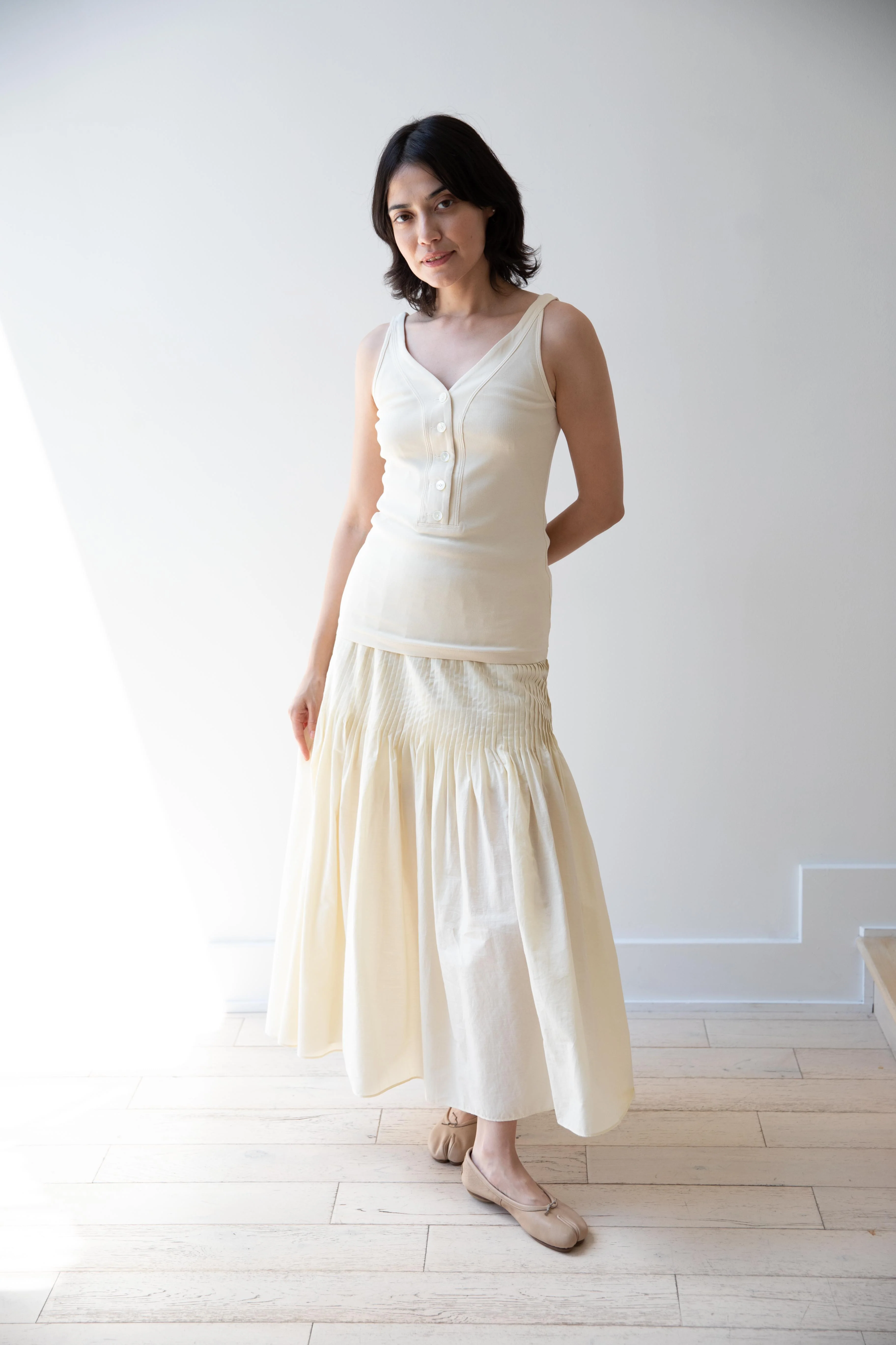Auralee | Organic Cotton Fine Rib Tank in Ivory - Image 2