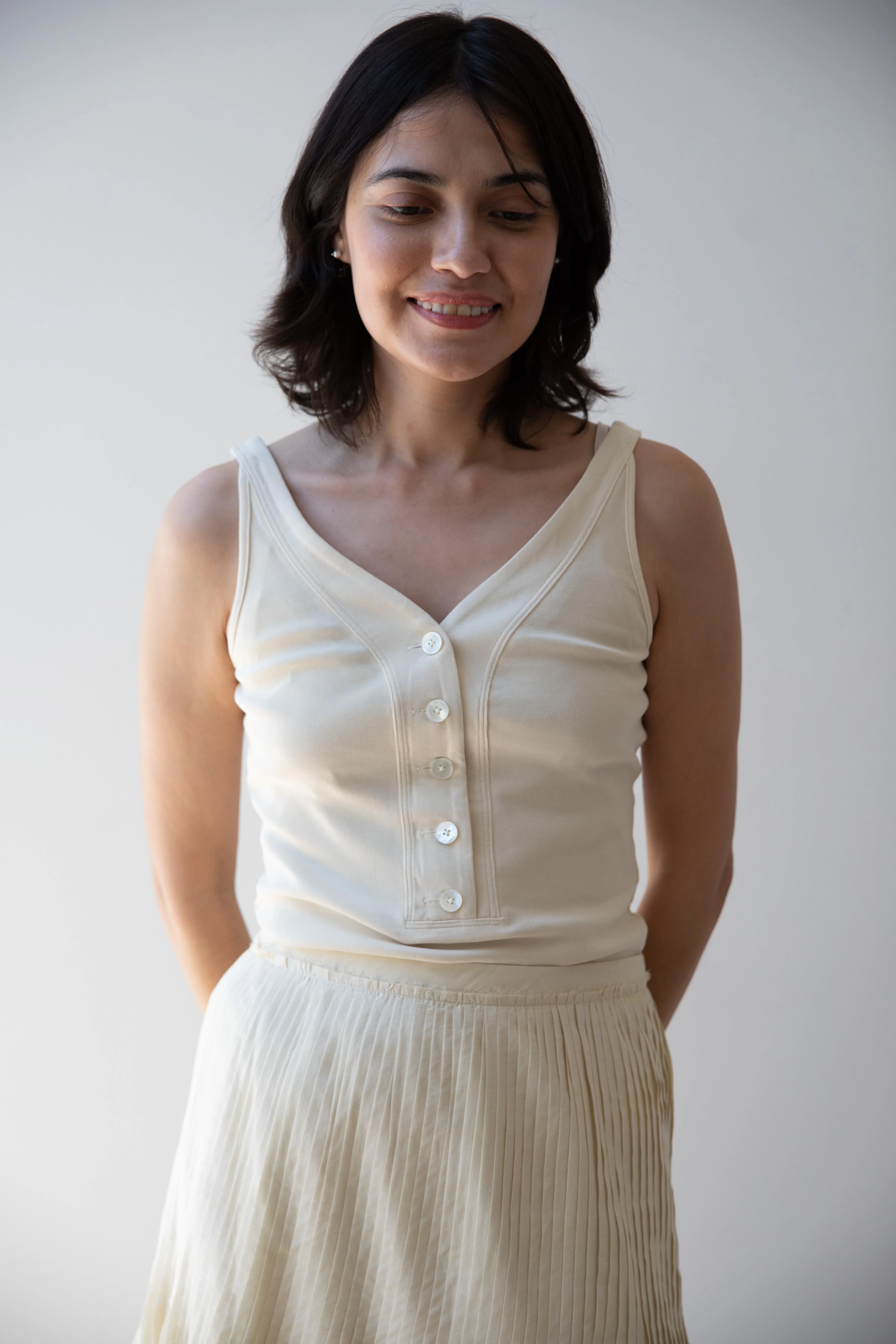 Auralee | Organic Cotton Fine Rib Tank in Ivory - Image 25