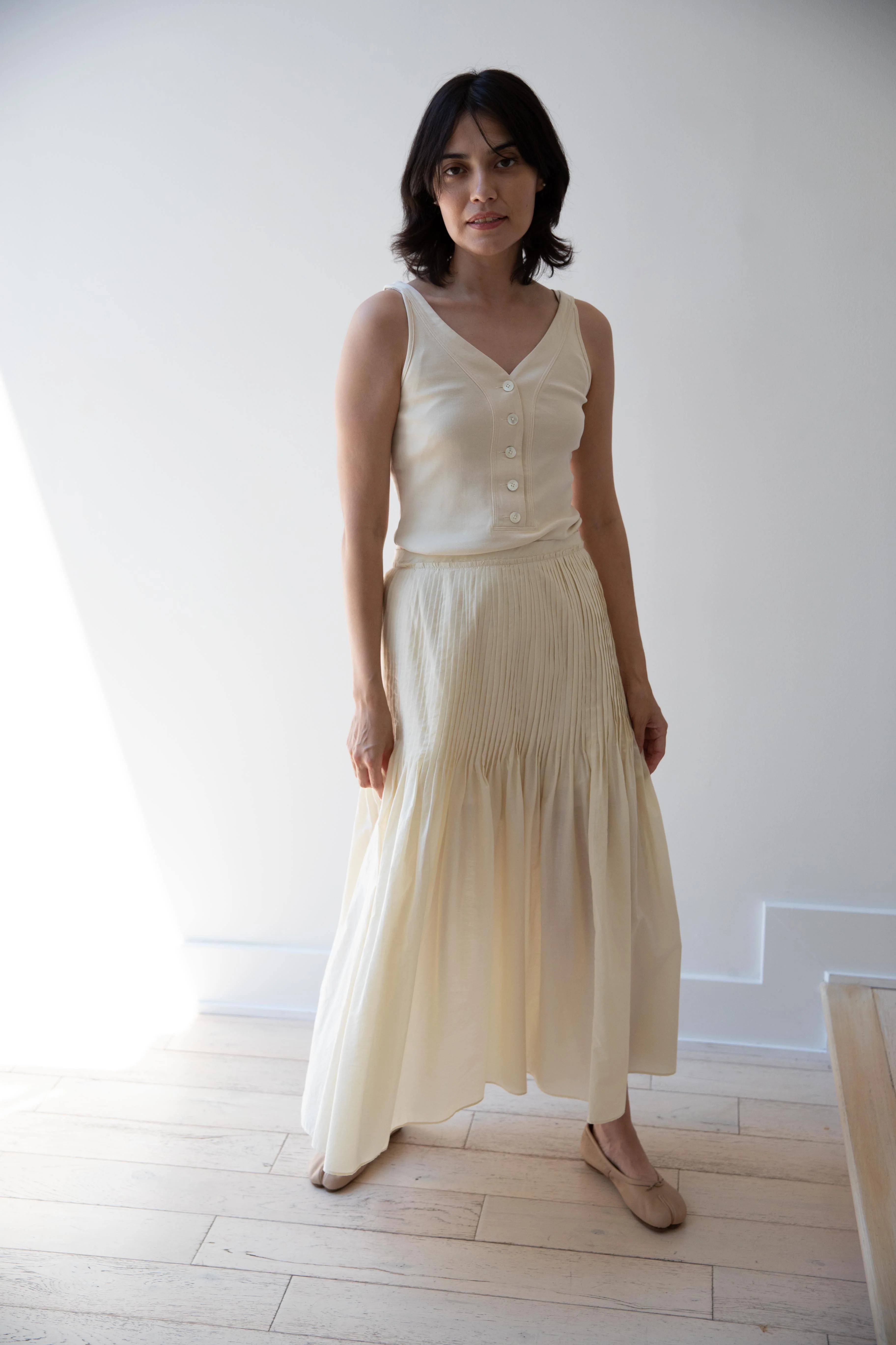 Auralee | Organic Cotton Fine Rib Tank in Ivory - Image 26