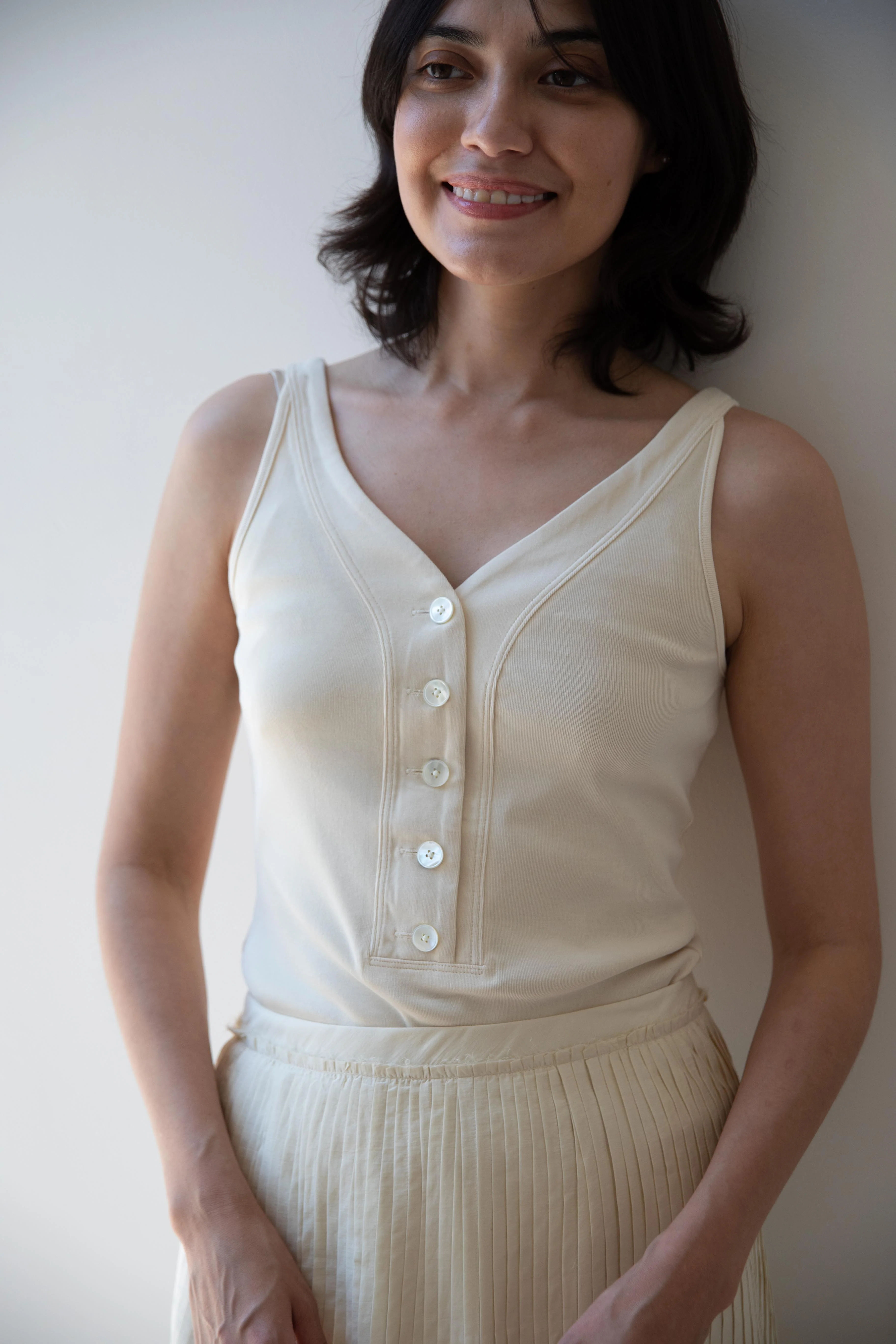 Auralee | Organic Cotton Fine Rib Tank in Ivory - Image 27