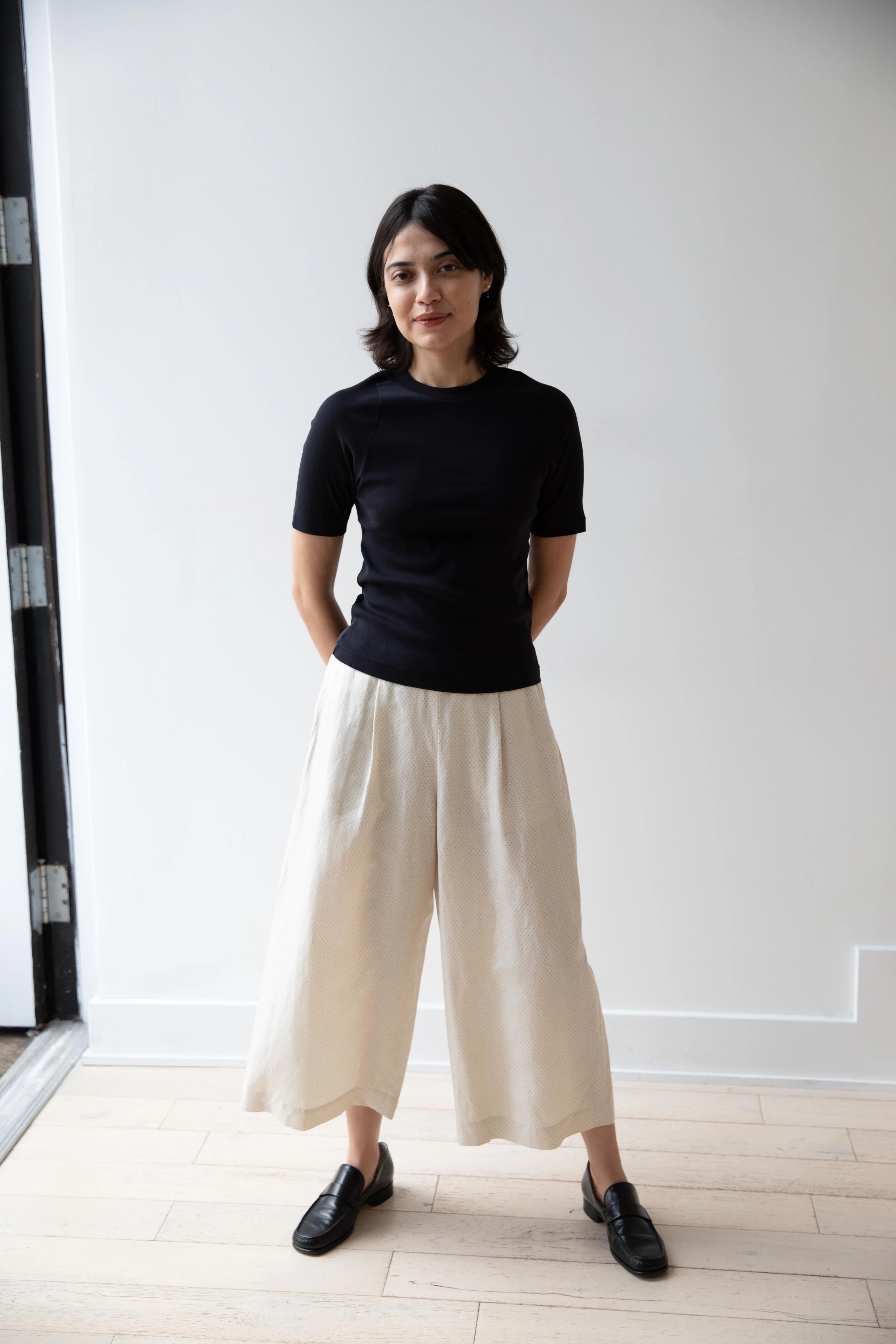 Auralee | Organic Cotton Fine Rib Tee in Dark Navy - Image 11
