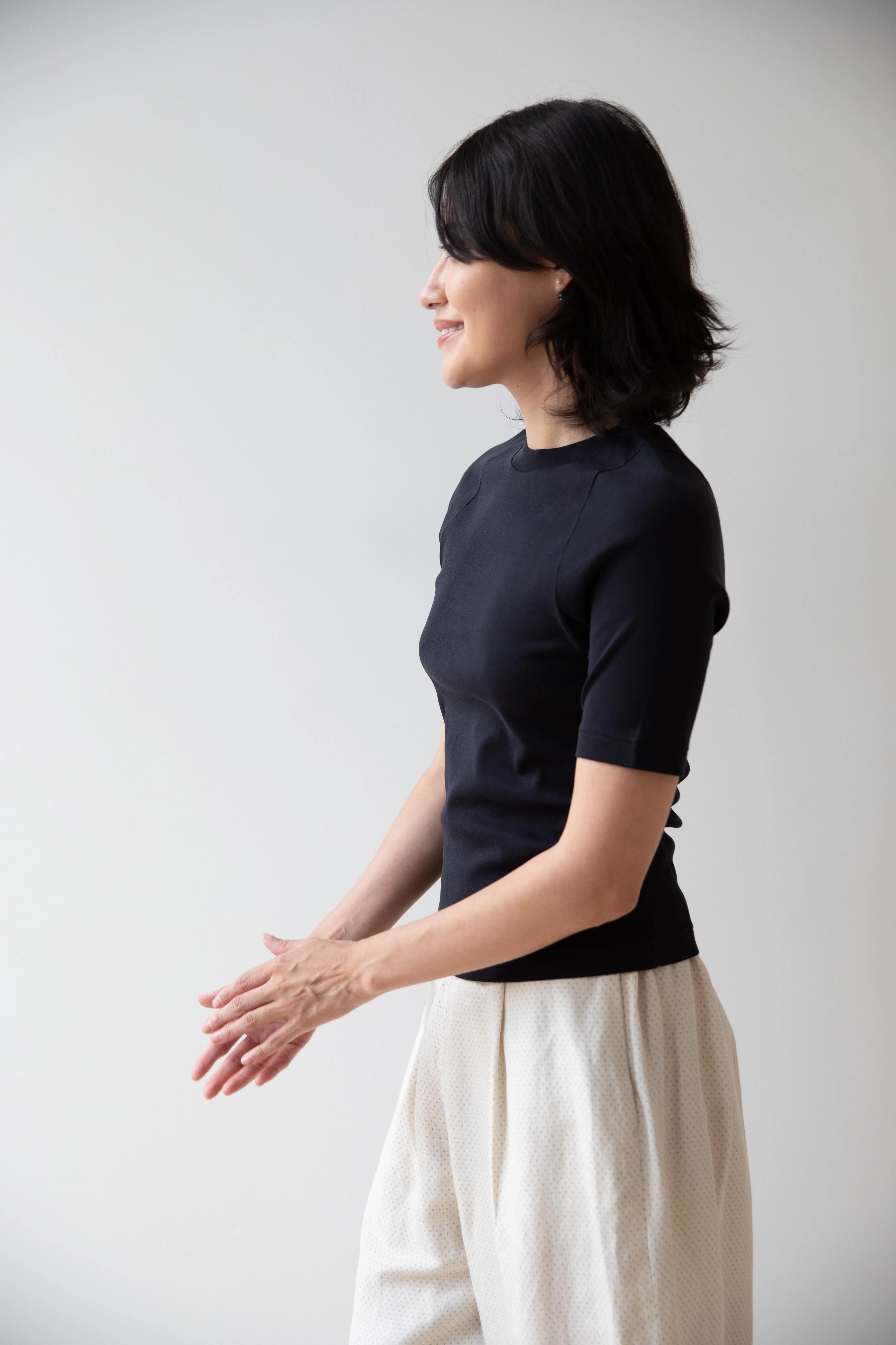 Auralee | Organic Cotton Fine Rib Tee in Dark Navy - Image 18