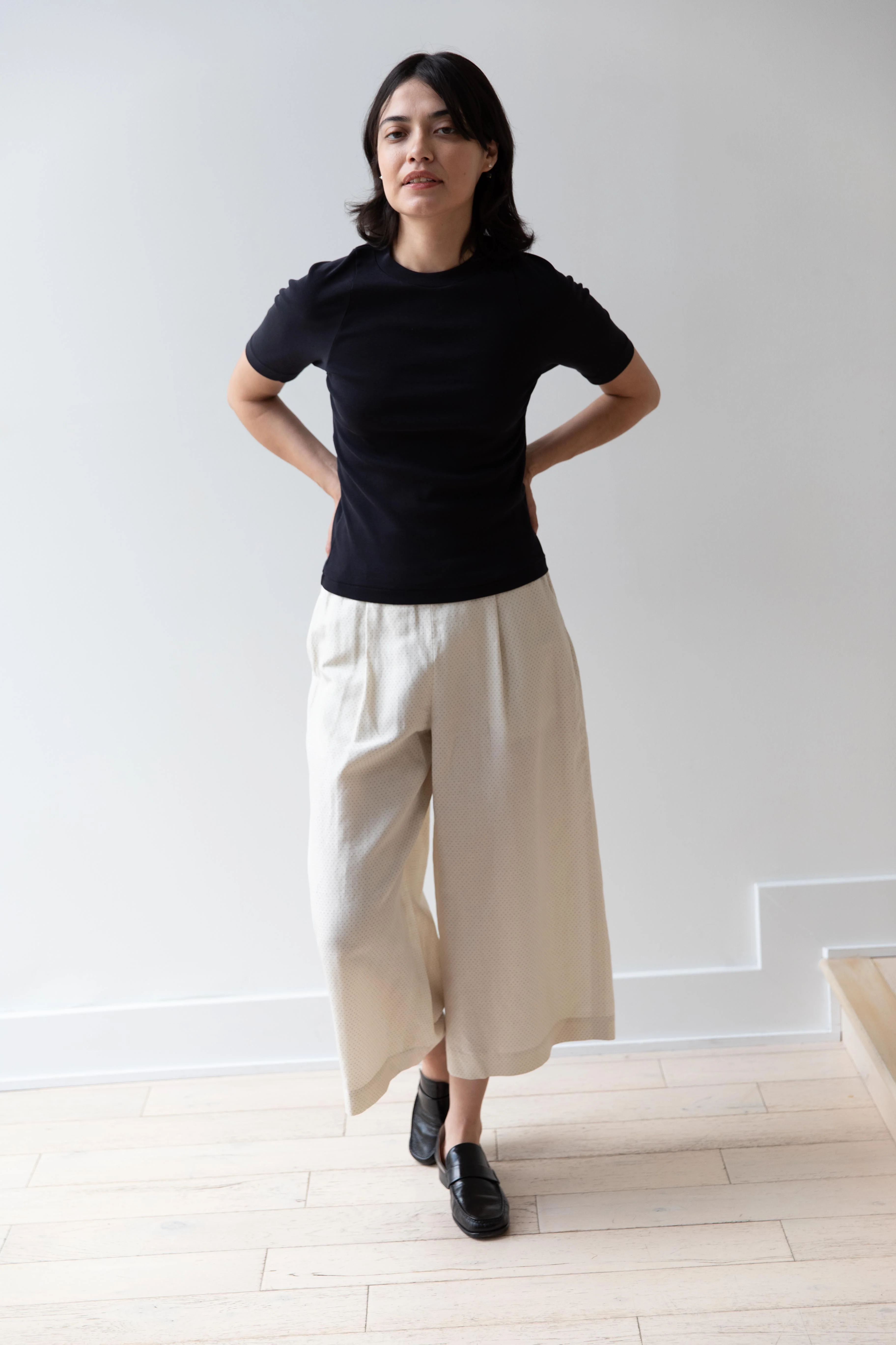 Auralee | Organic Cotton Fine Rib Tee in Dark Navy - Image 7