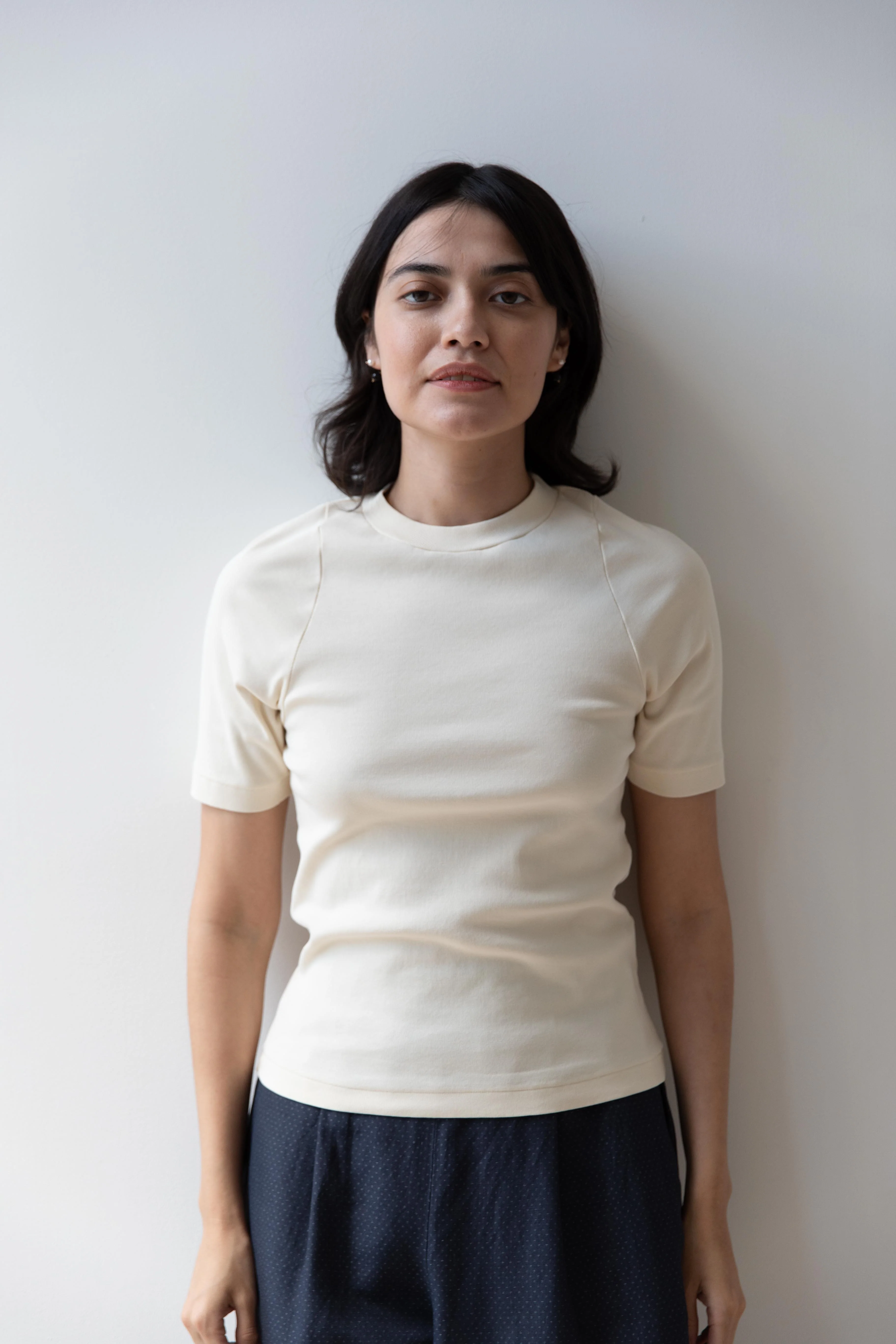 Auralee | Organic Soft Rib Tee in Ivory
