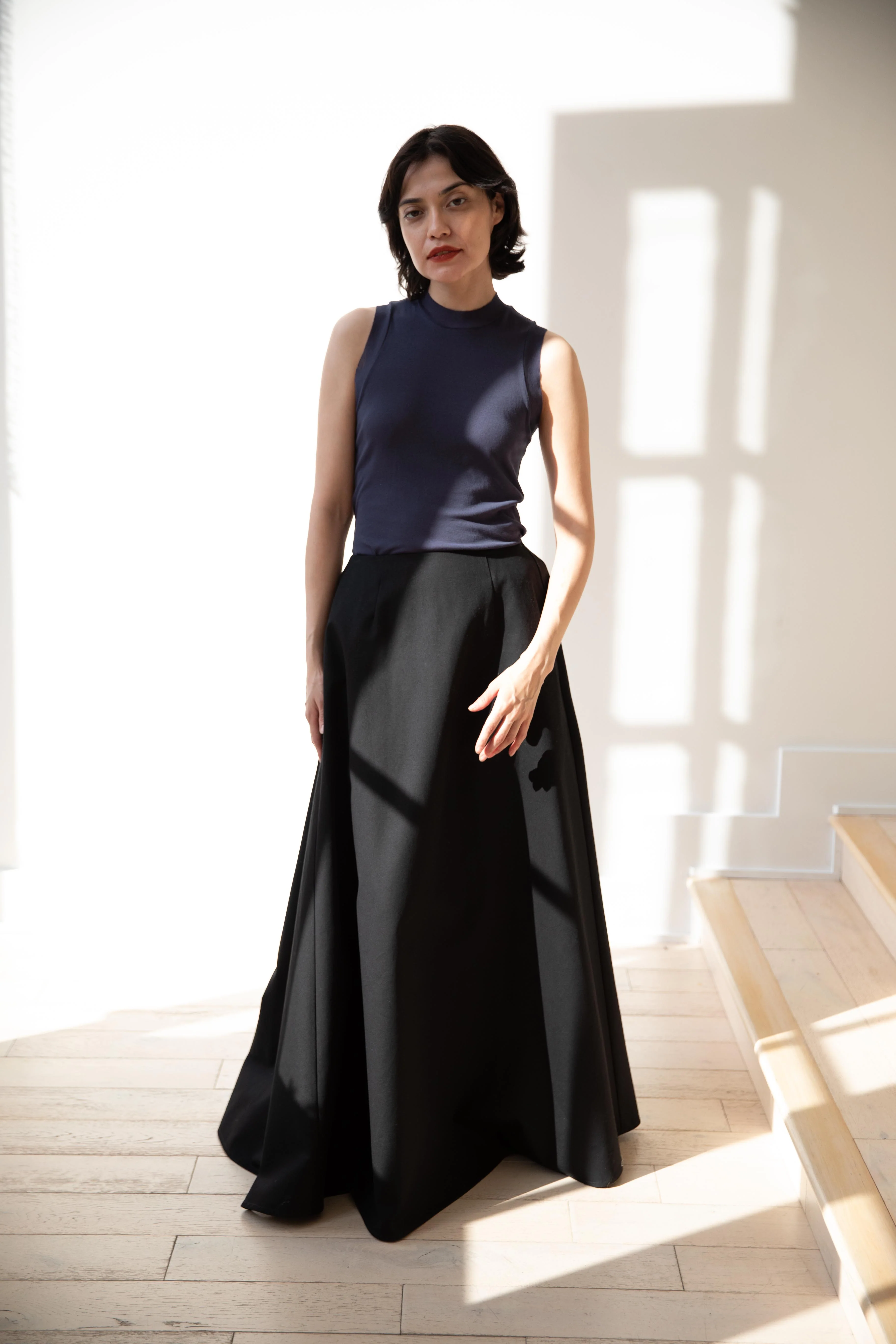 Auralee | Super High Gauge Sheer Rib Tank Top in Navy - Image 16