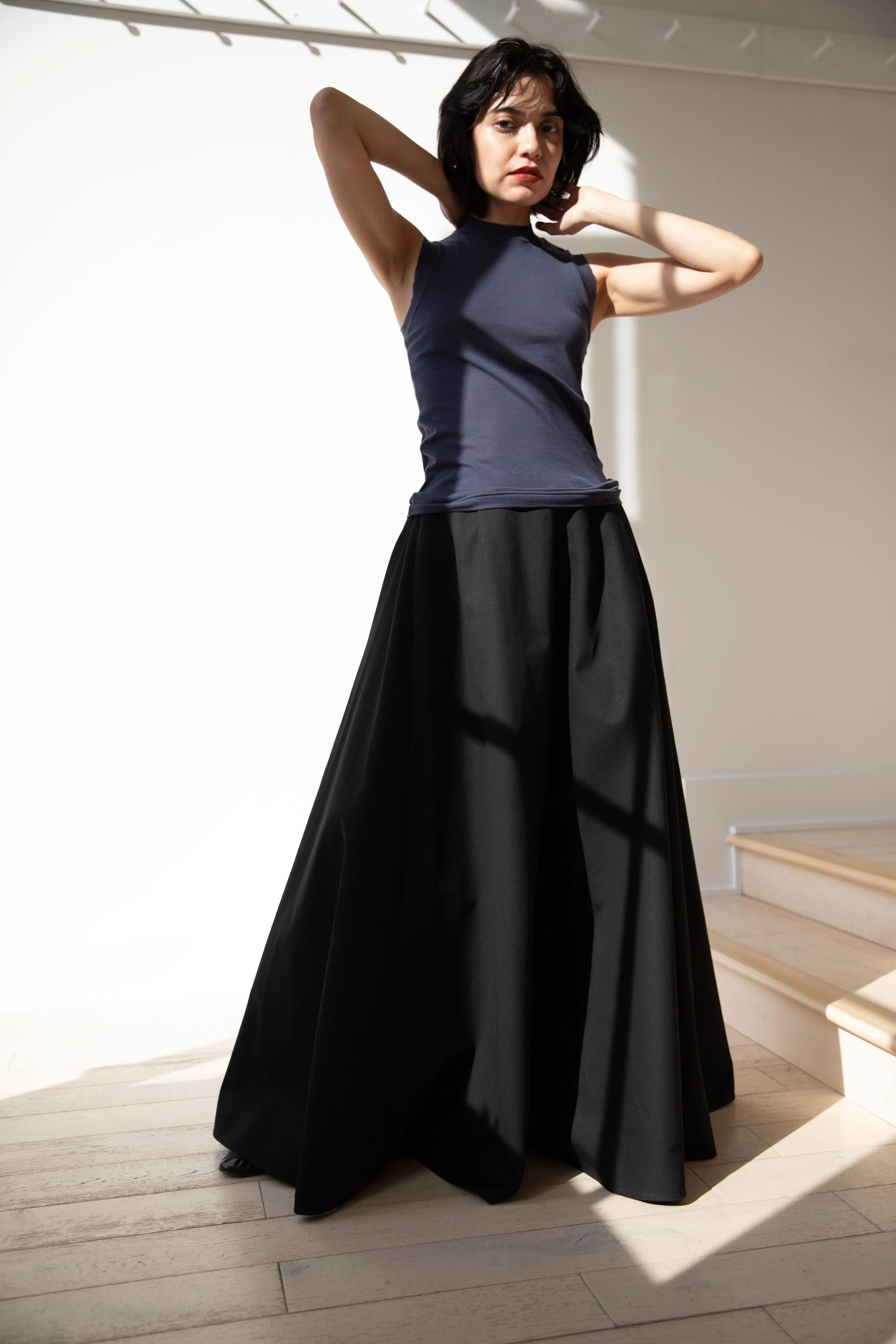 Auralee | Super High Gauge Sheer Rib Tank Top in Navy - Image 9