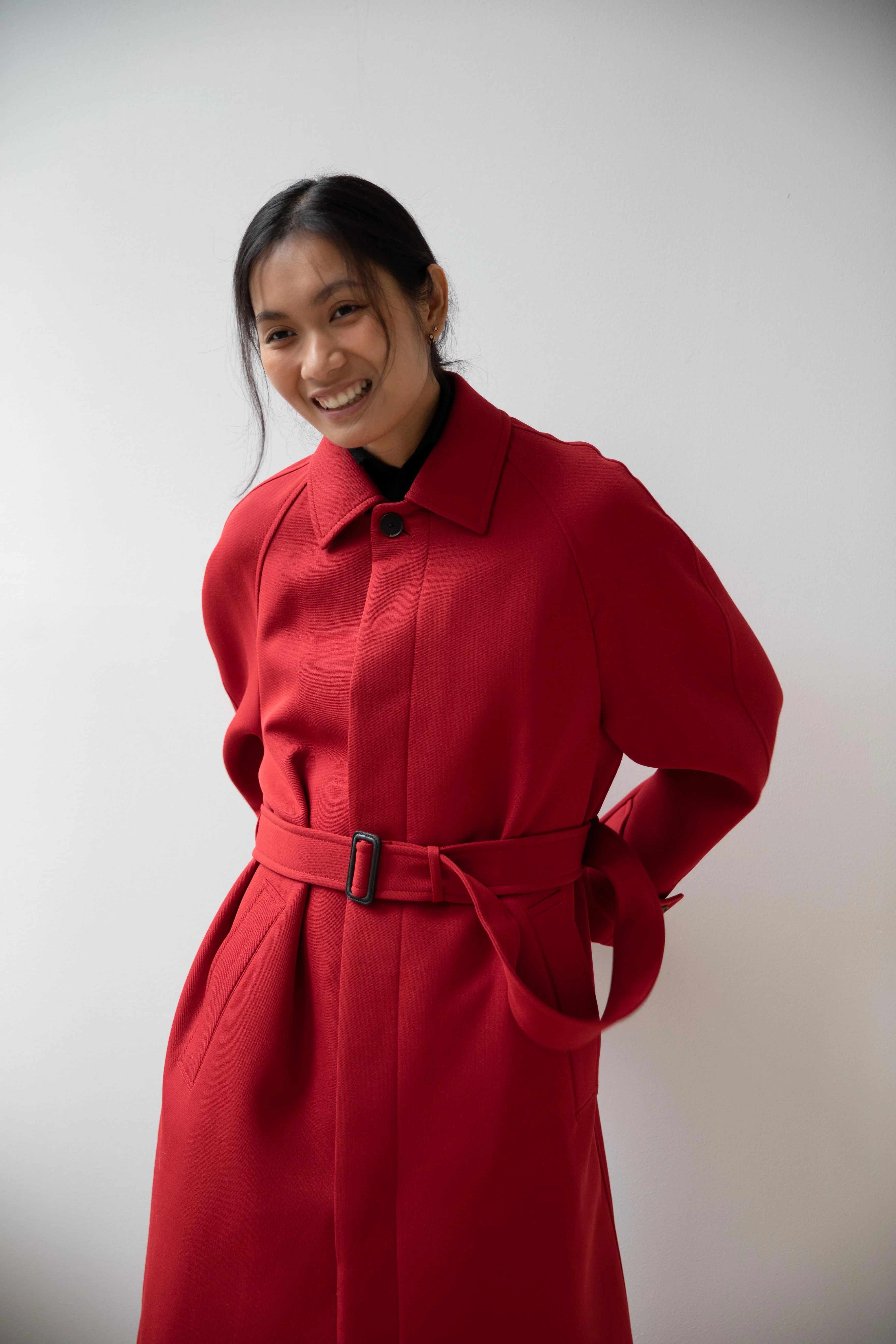 Auralee | Twisted Double Cloth Coat in Dusty Red - Image 19