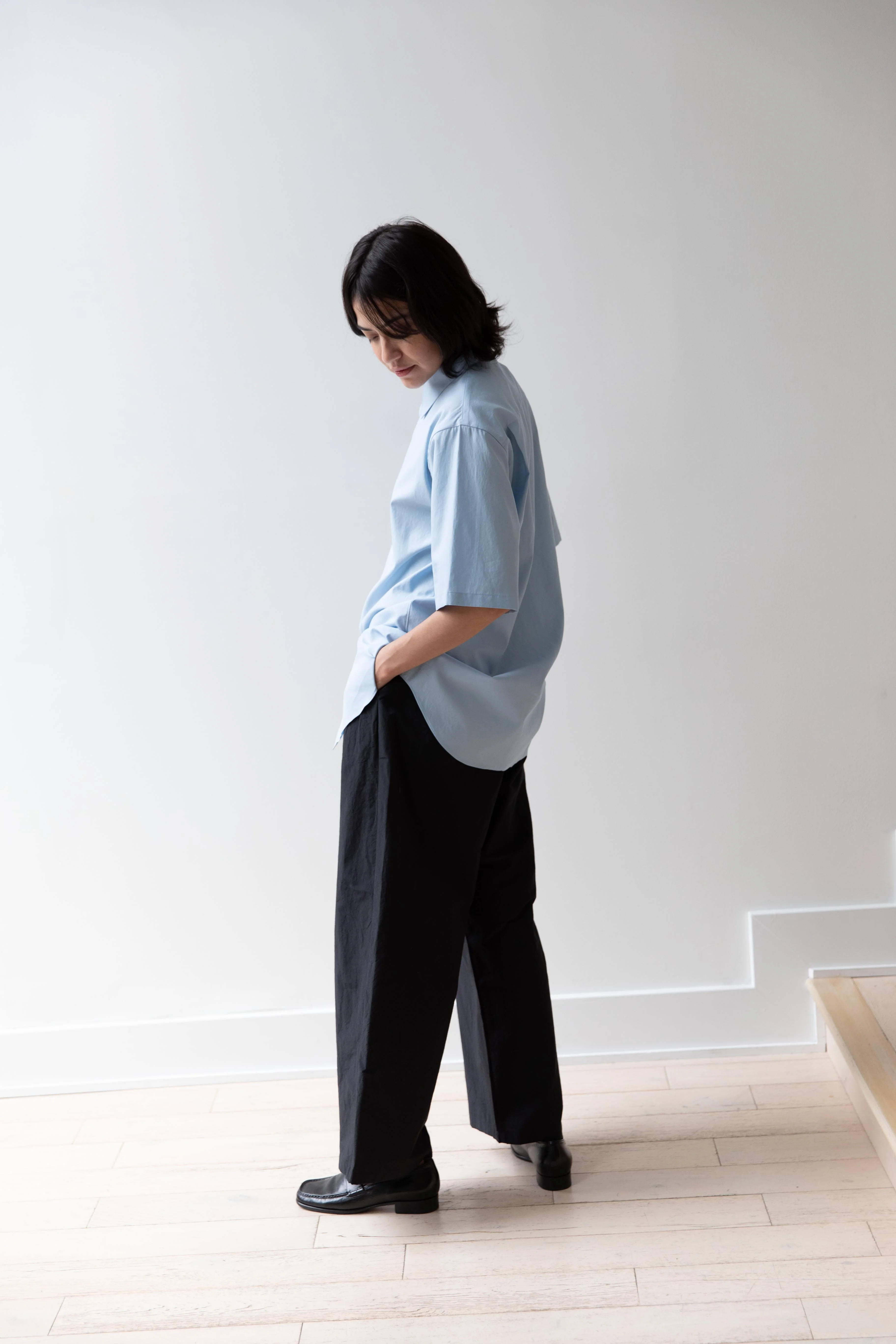 Auralee | Washed Finx Twill Half Sleeve Shirt in Light Blue - Image 18