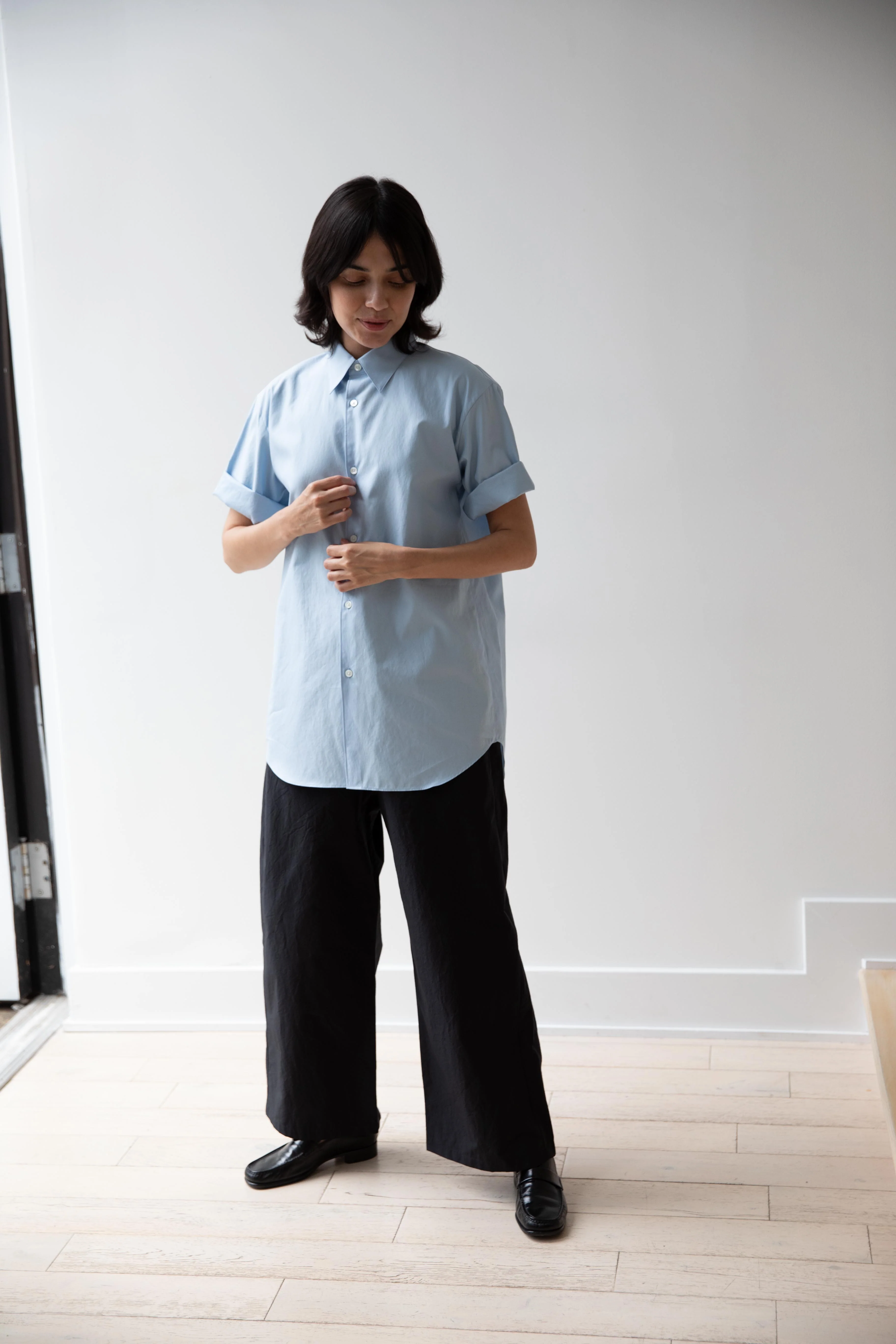 Auralee | Washed Finx Twill Half Sleeve Shirt in Light Blue - Image 26