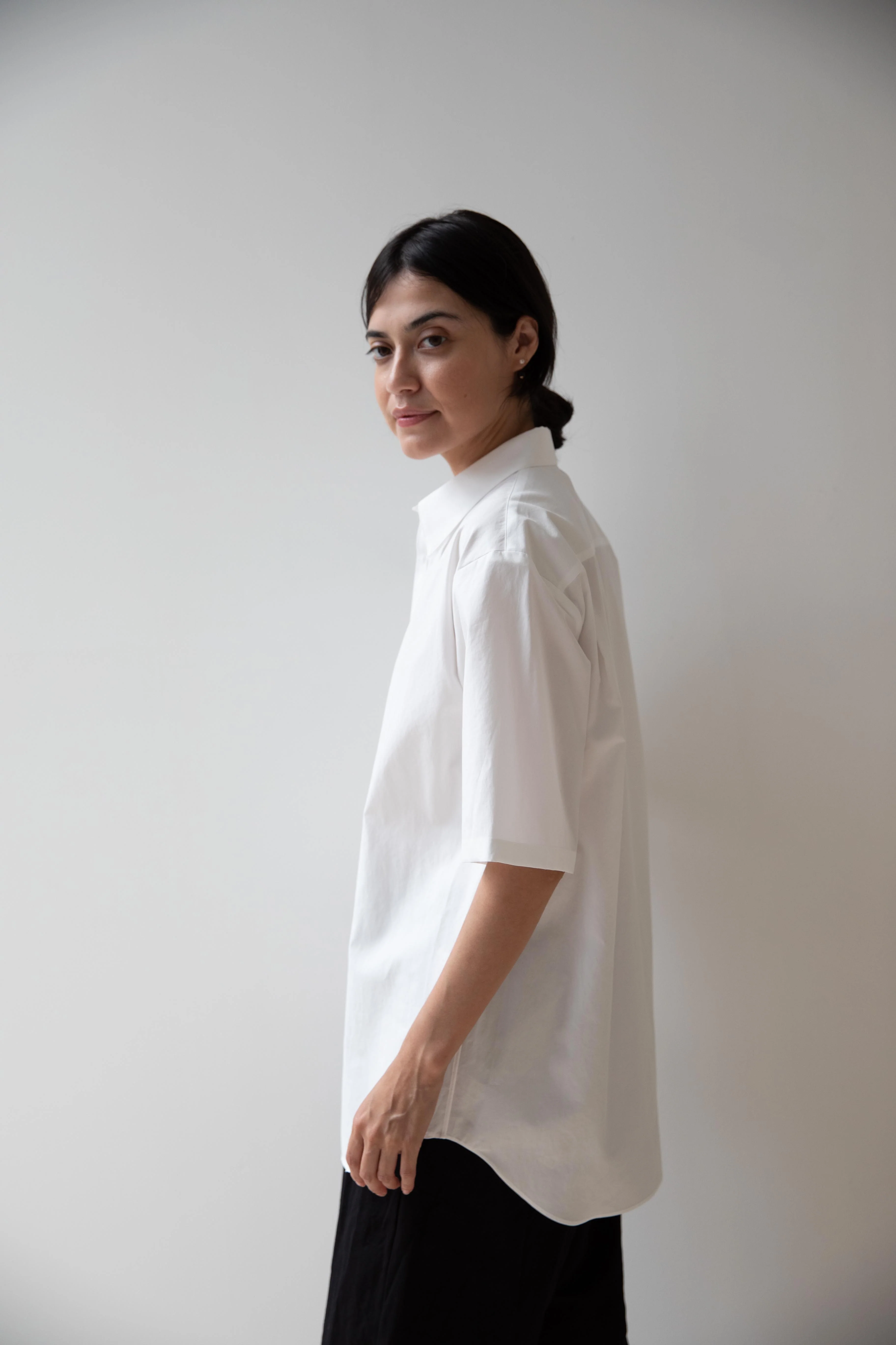 Auralee | Washed Finx Twill Half Sleeve Shirt in White - Image 10