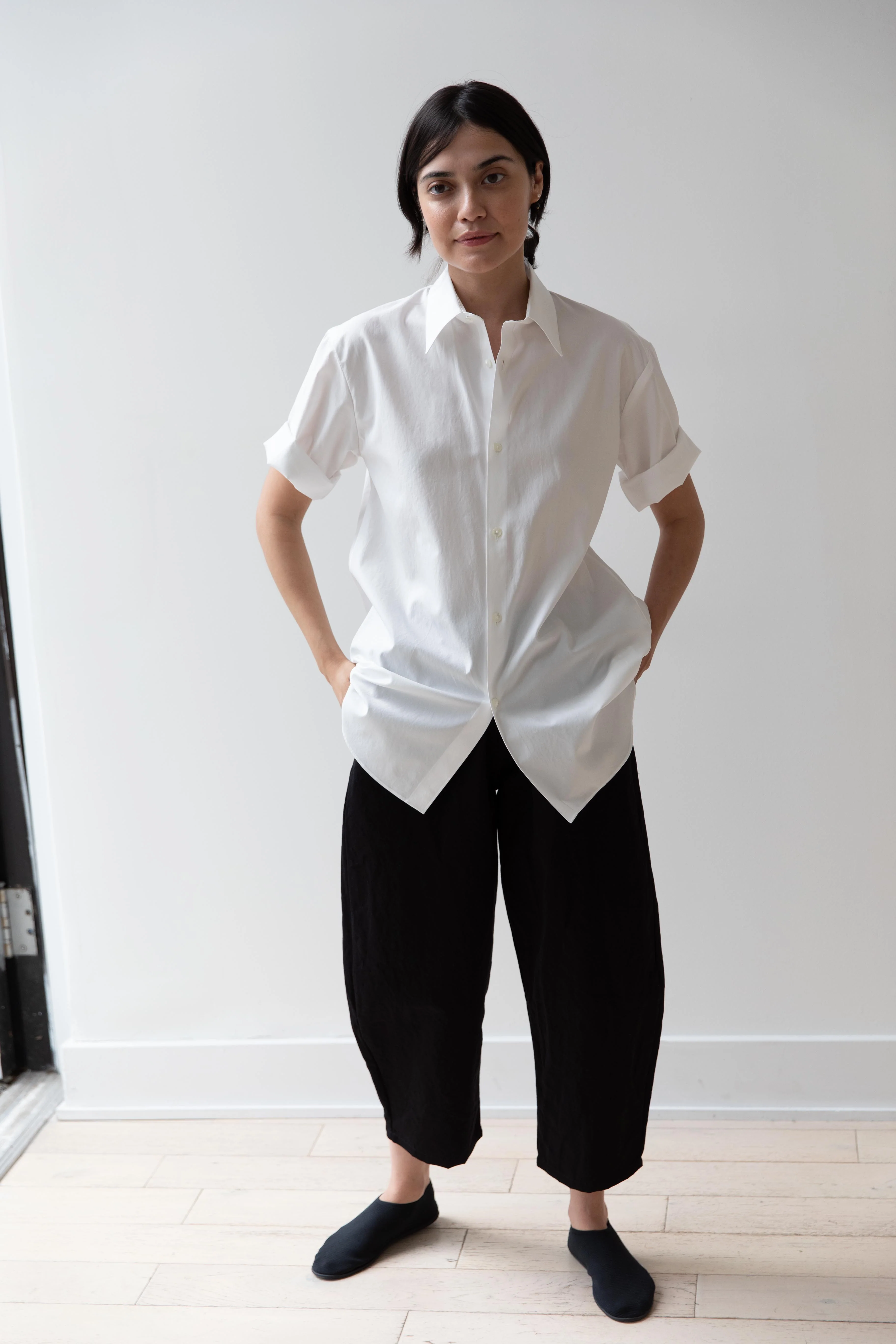 Auralee | Washed Finx Twill Half Sleeve Shirt in White - Image 14