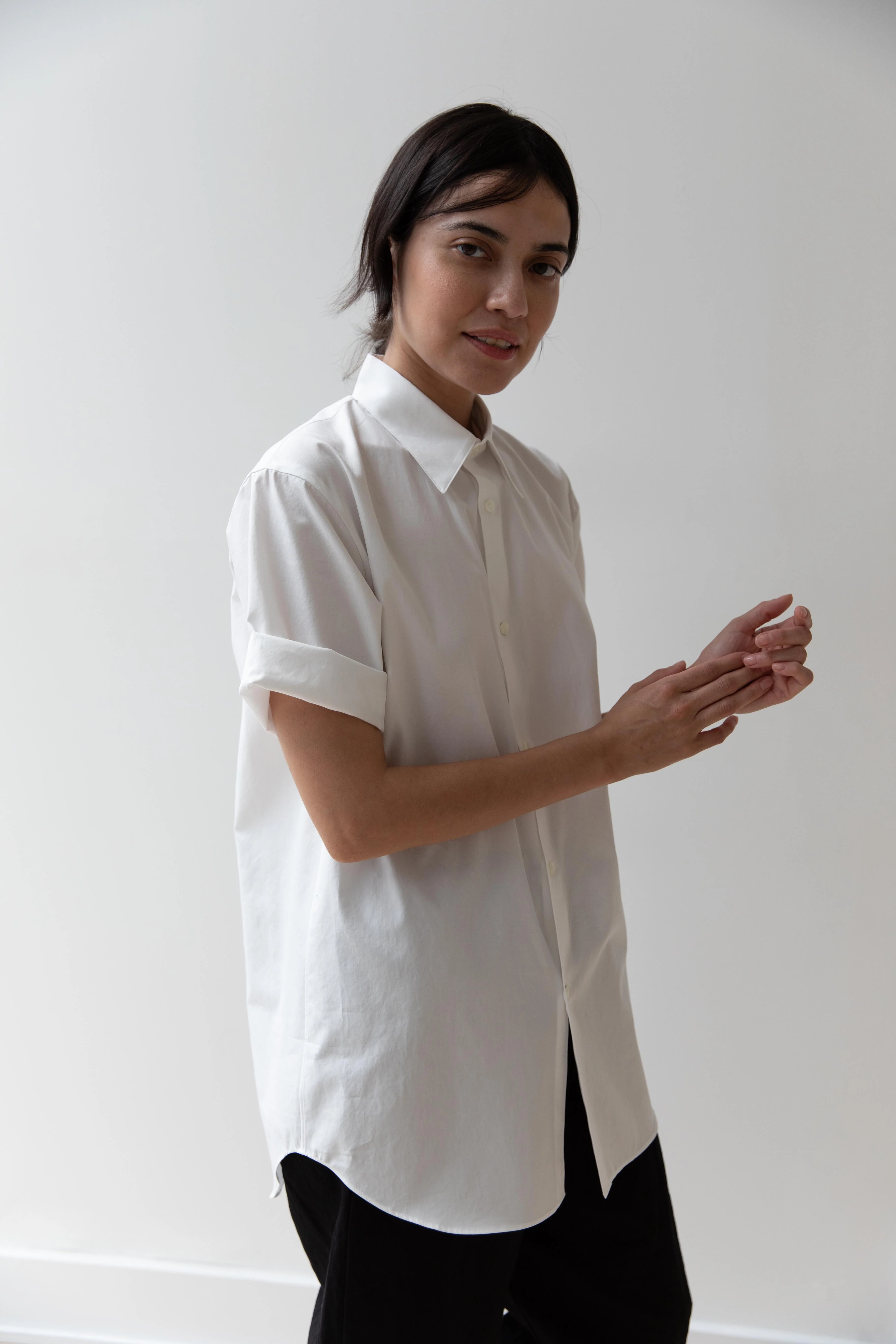 Auralee | Washed Finx Twill Half Sleeve Shirt in White - Image 20