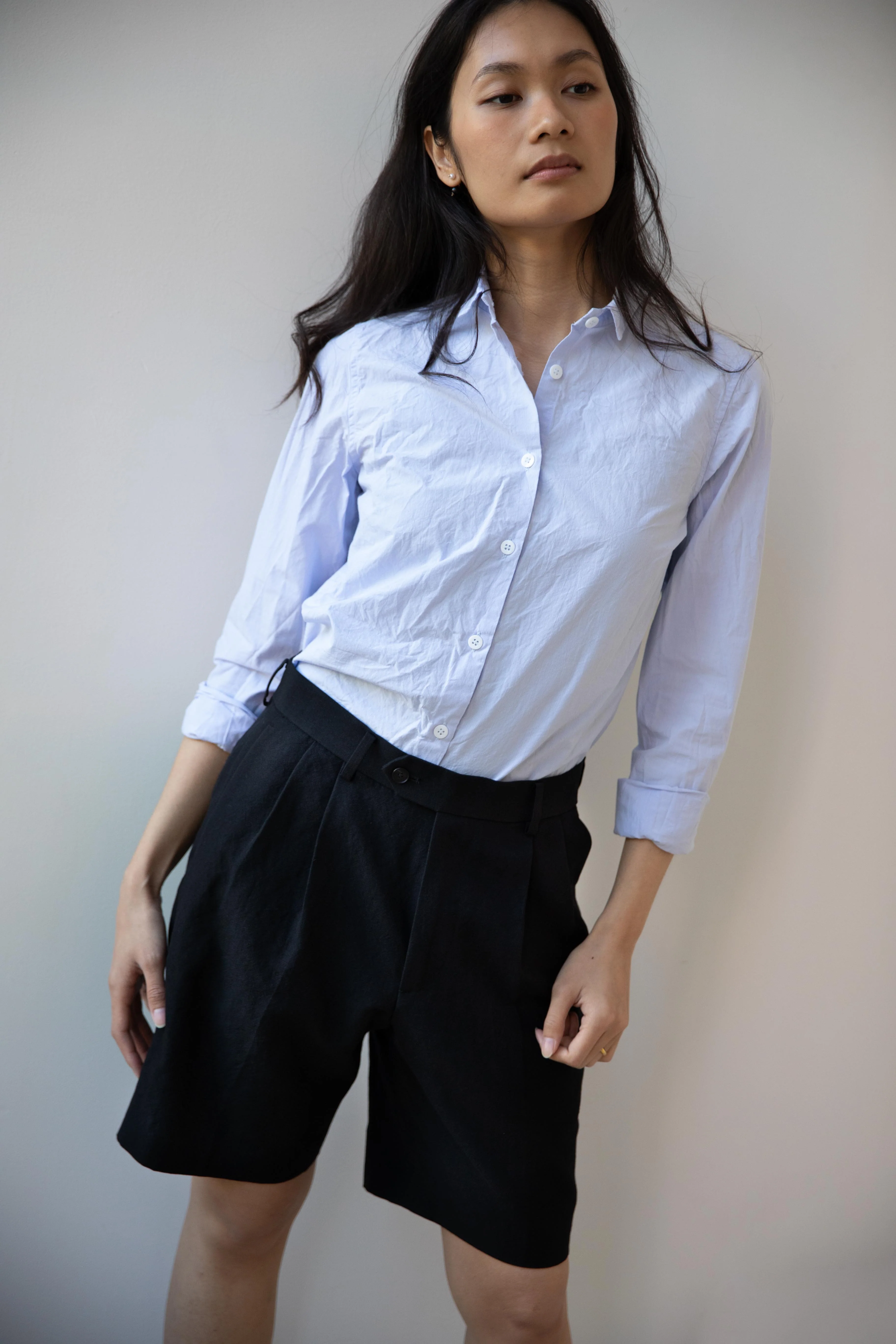 Auralee | Wool Cotton Linen OX Shorts in Black - Image 16