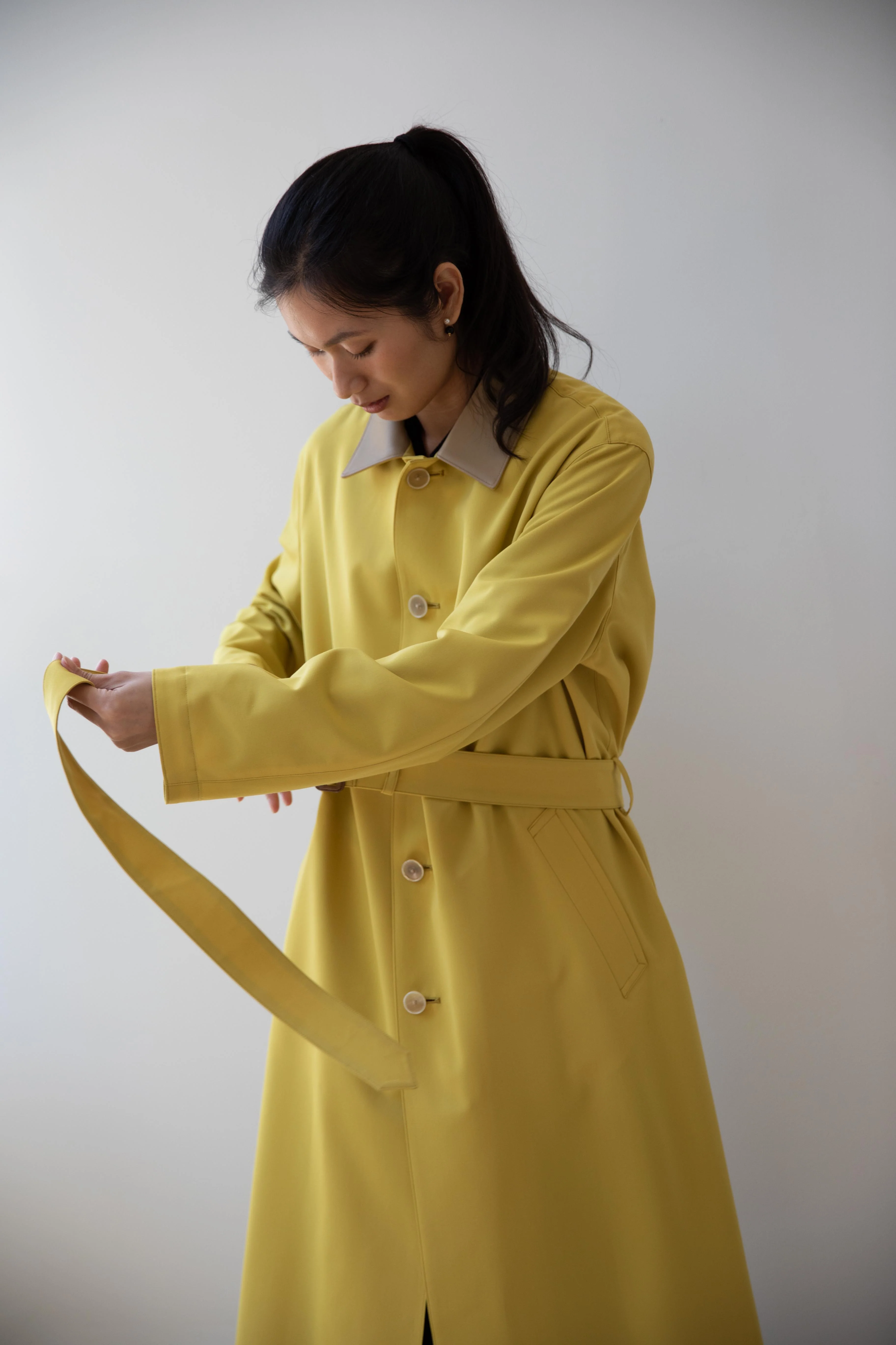 Auralee | Wool Max Canvas Coat in Mustard Yellow - Image 11